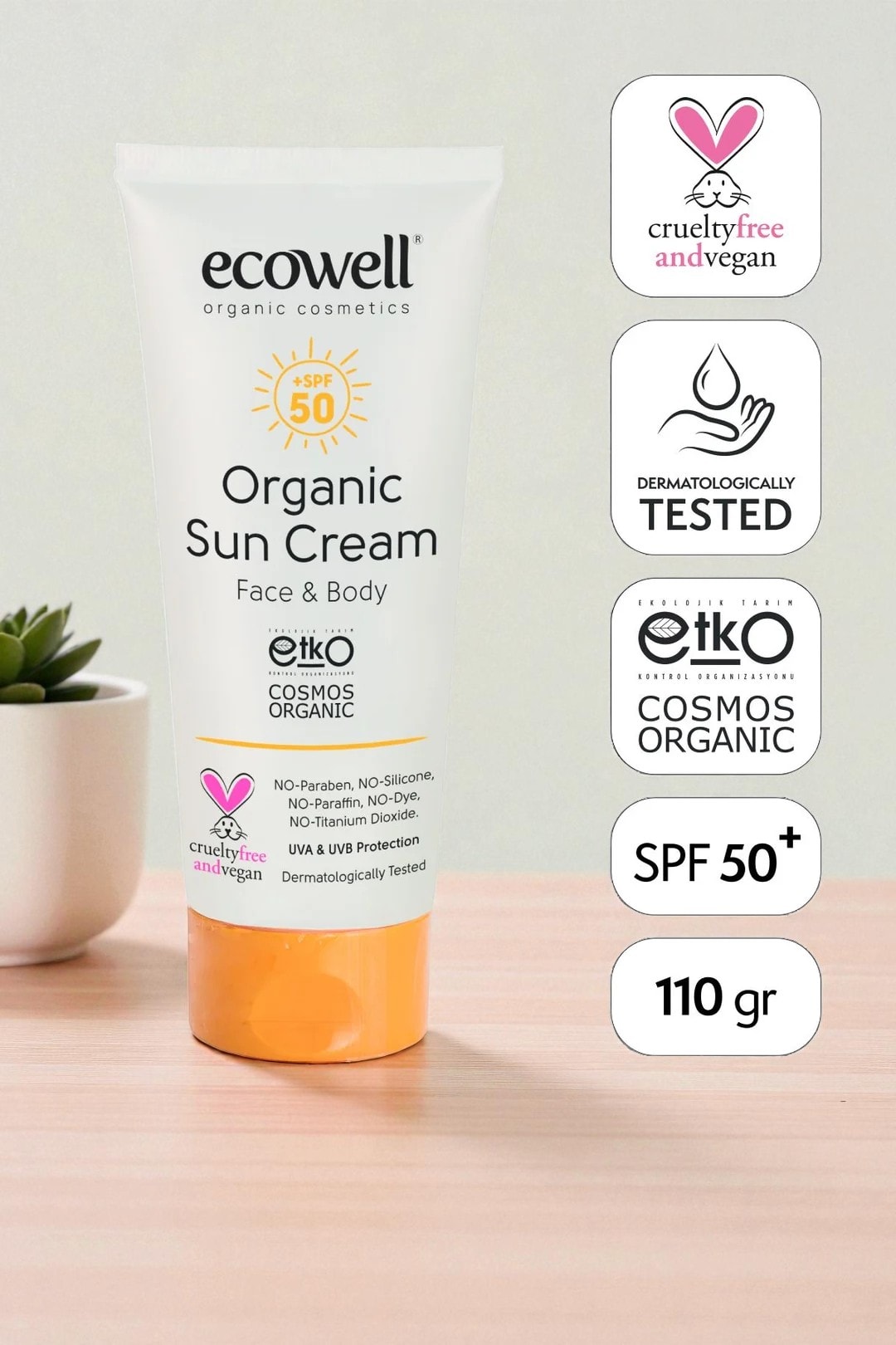 ECOWELL ORGANİK GÜNEŞ KREMİ 50 SPF (110 gr)