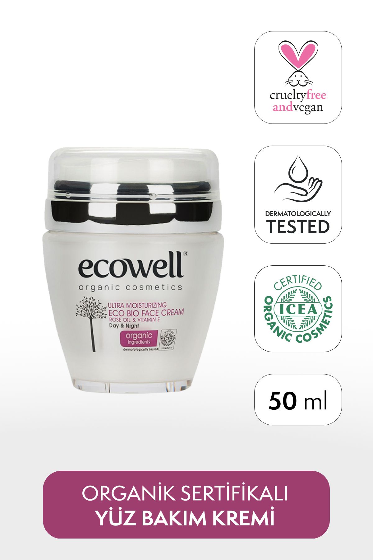 ECOWELL ULTRA NEMLENDİRİCİ ECO BİO YÜZ BAKIM  KREMİ (50 ml)