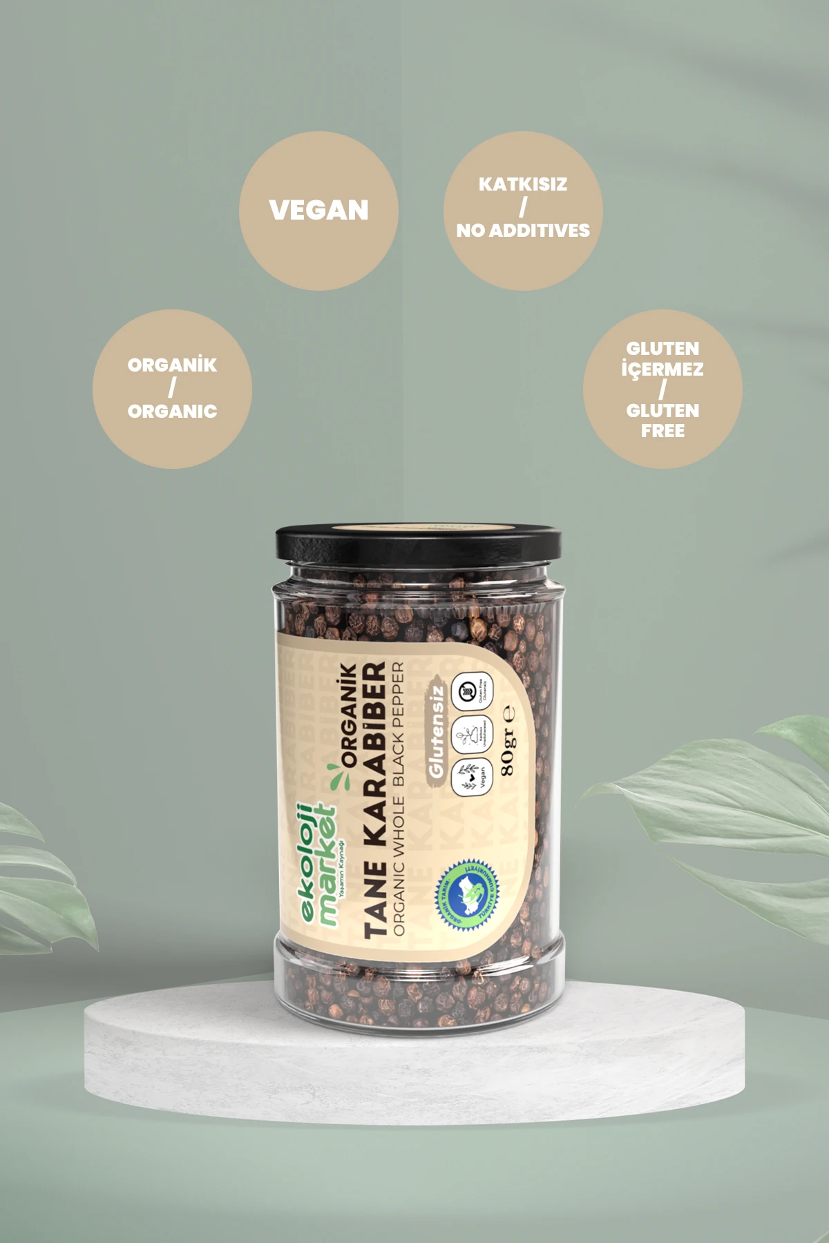 Organik Glutensiz Tane Karabiber 80 Gr x 3 Adet