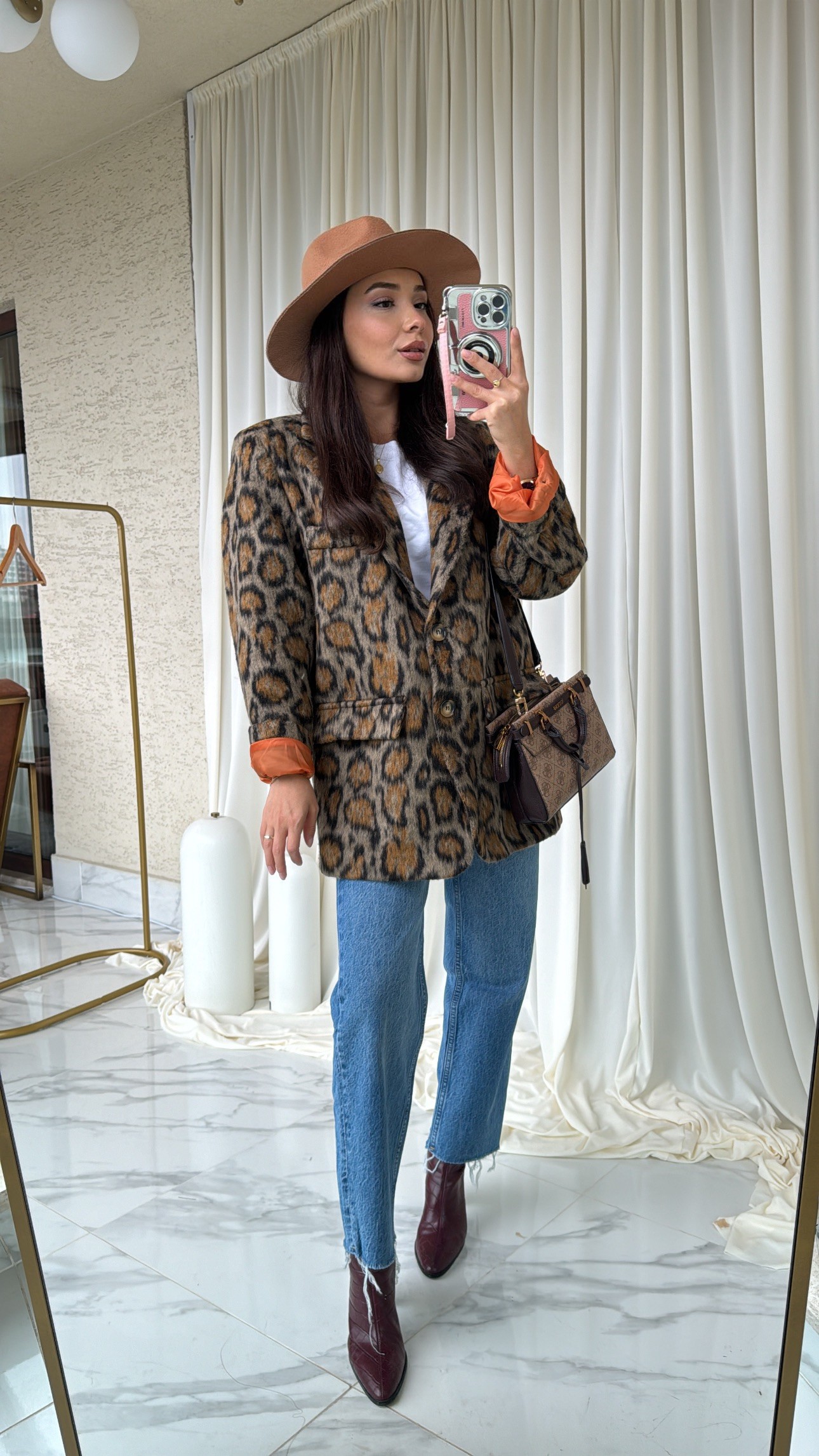 Leopar Kaşe Blazer Ceket