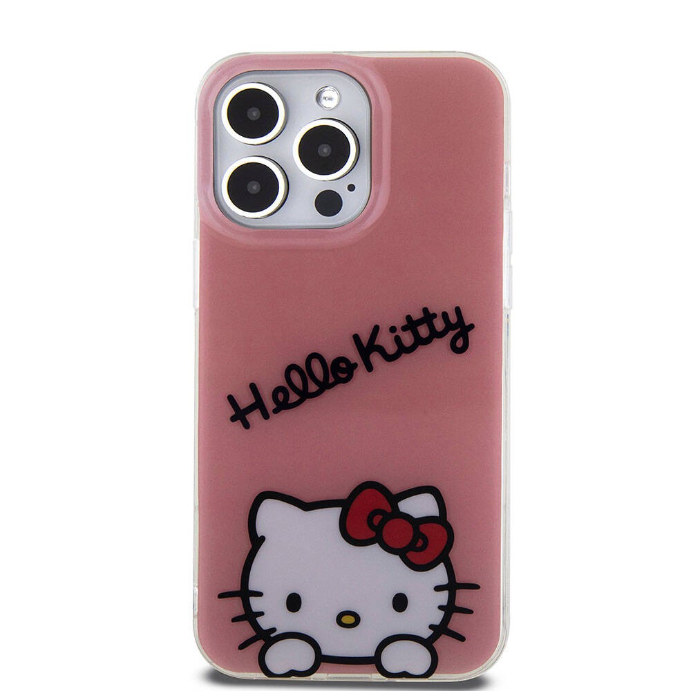 iPhone 15 Pro Max Kılıf Hello Kitty Orjinal Lisanslı Askılı Yazı ve İkonik Logolu Daydreaming Kılıf