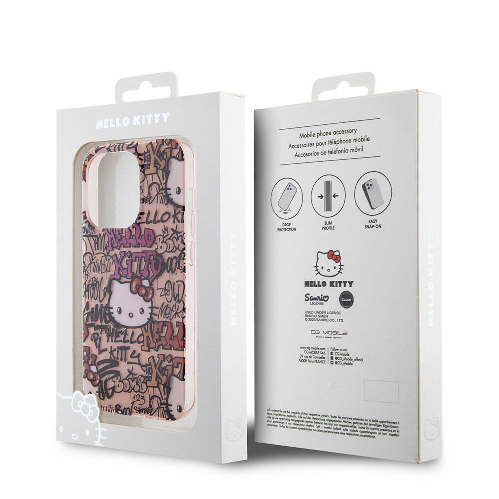 iPhone 15 Pro Kılıf Hello Kitty Orjinal Lisanslı İkonik Logolu Etiket Graffiti Kılıf