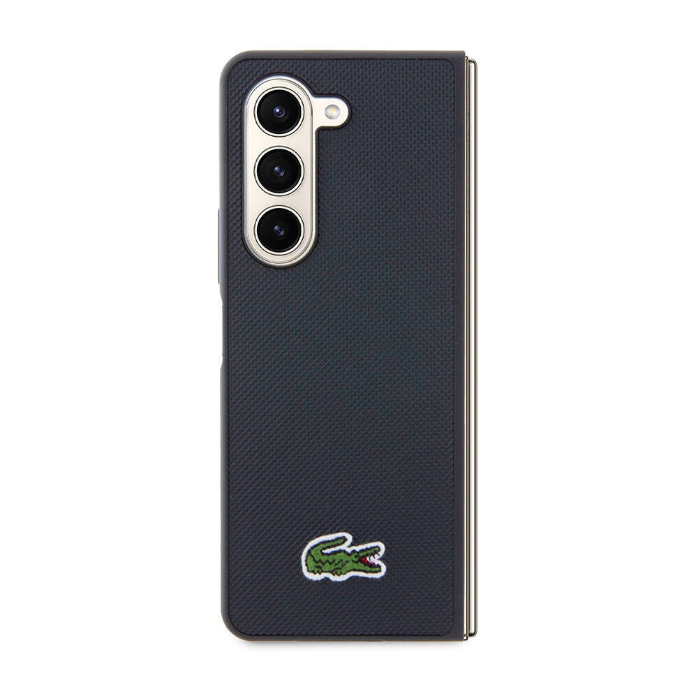 Galaxy Z Fold 5 Kılıf Lacoste Orjinal Lisanslı PU Pike Desenli Arka Yüzey İkonik Timsah Dokuma Logolu Kılıf