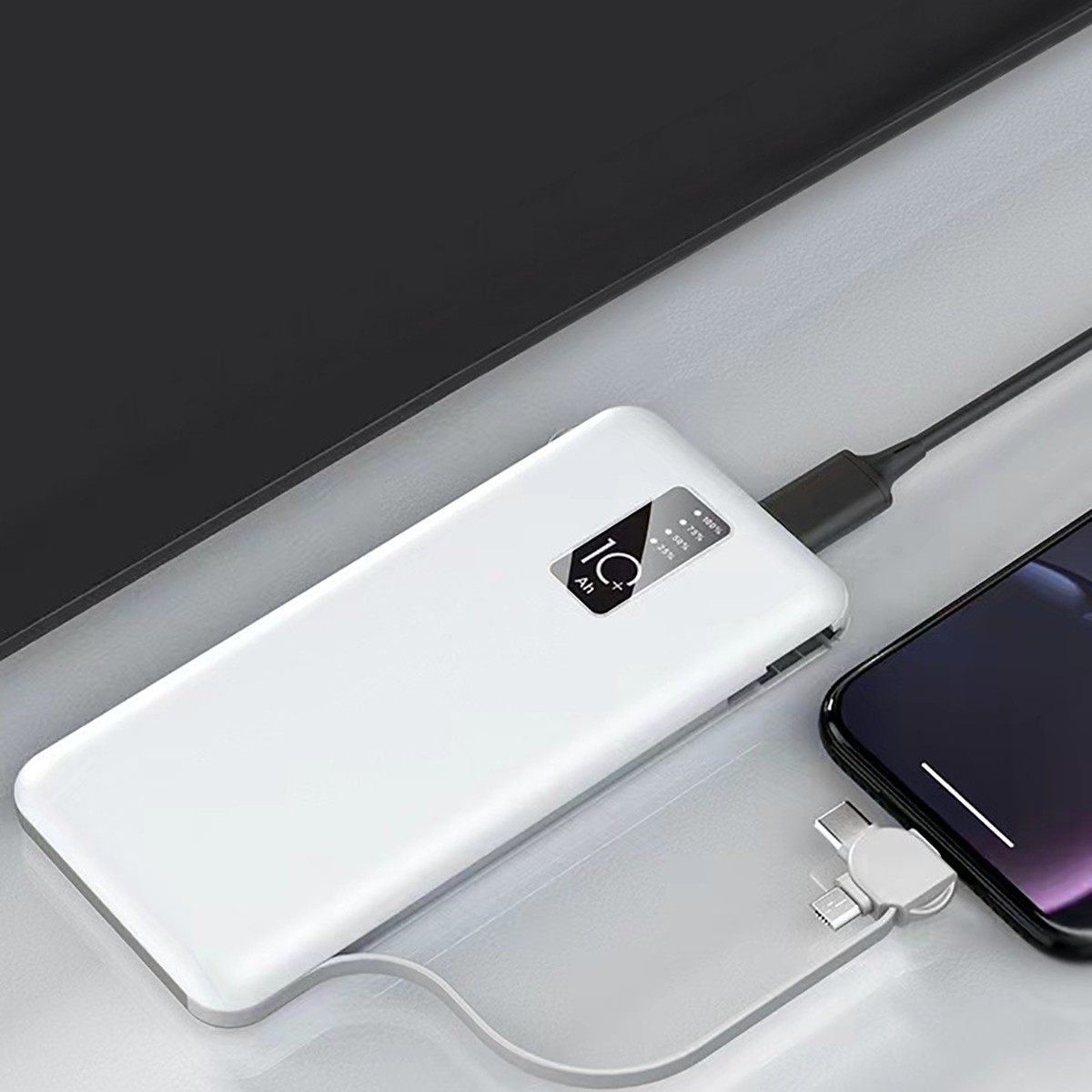 Zore PW-05 Hızlı Şarj Led Göstergeli Micro Lightning Type-C Kablolu Taşınabilir Powerbank 10000mAh