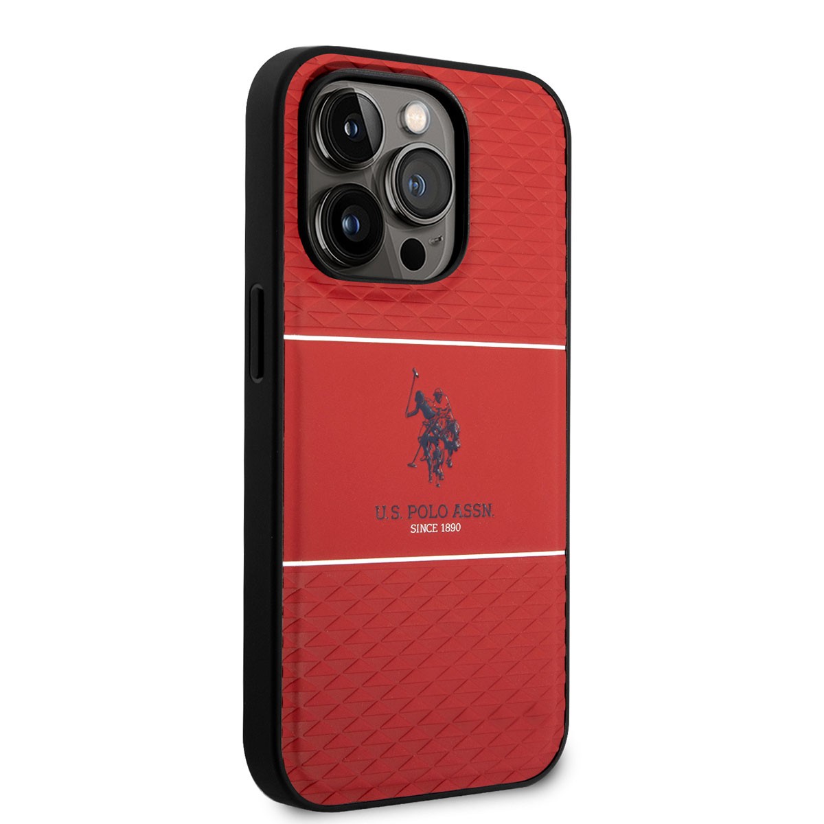 iPhone 14 Pro Max Kılıf U.S. POLO ASSN. Deri Şeritli Logo Dizayn Kılıf