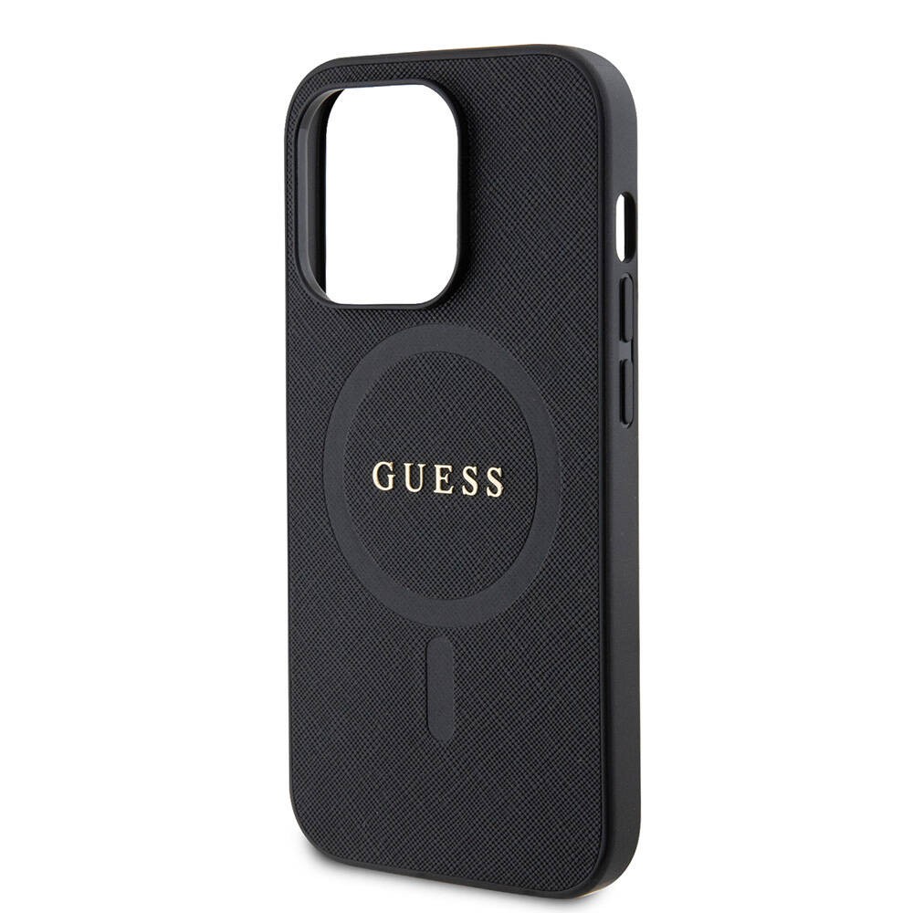 iPhone 14 Pro Max Kılıf Guess Orjinal Lisanslı Magsafe Şarj Özellikli Yazı Logolu Saffiano Kılıf