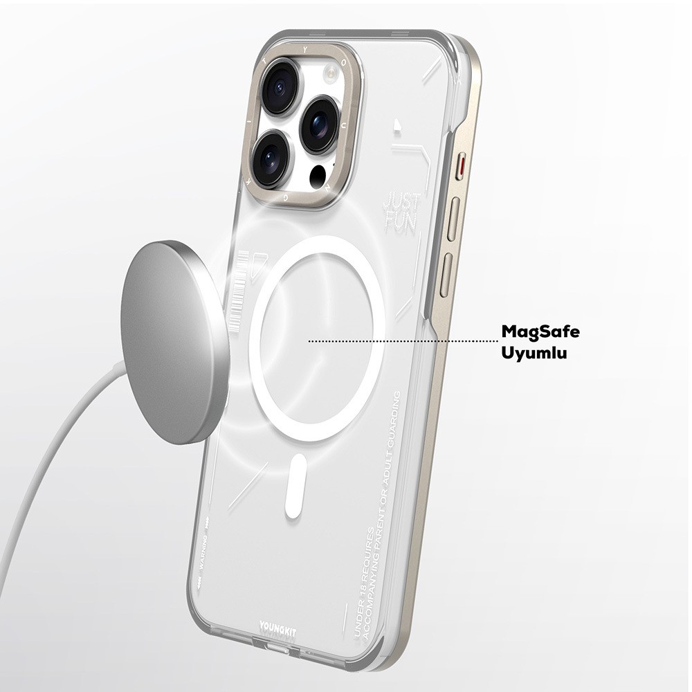 iPhone 16 Pro Kılıf Magsafe Şarj Özellikli Çıkarılabilir Arka Yüzeyli Youngkit Mecha Kılıf