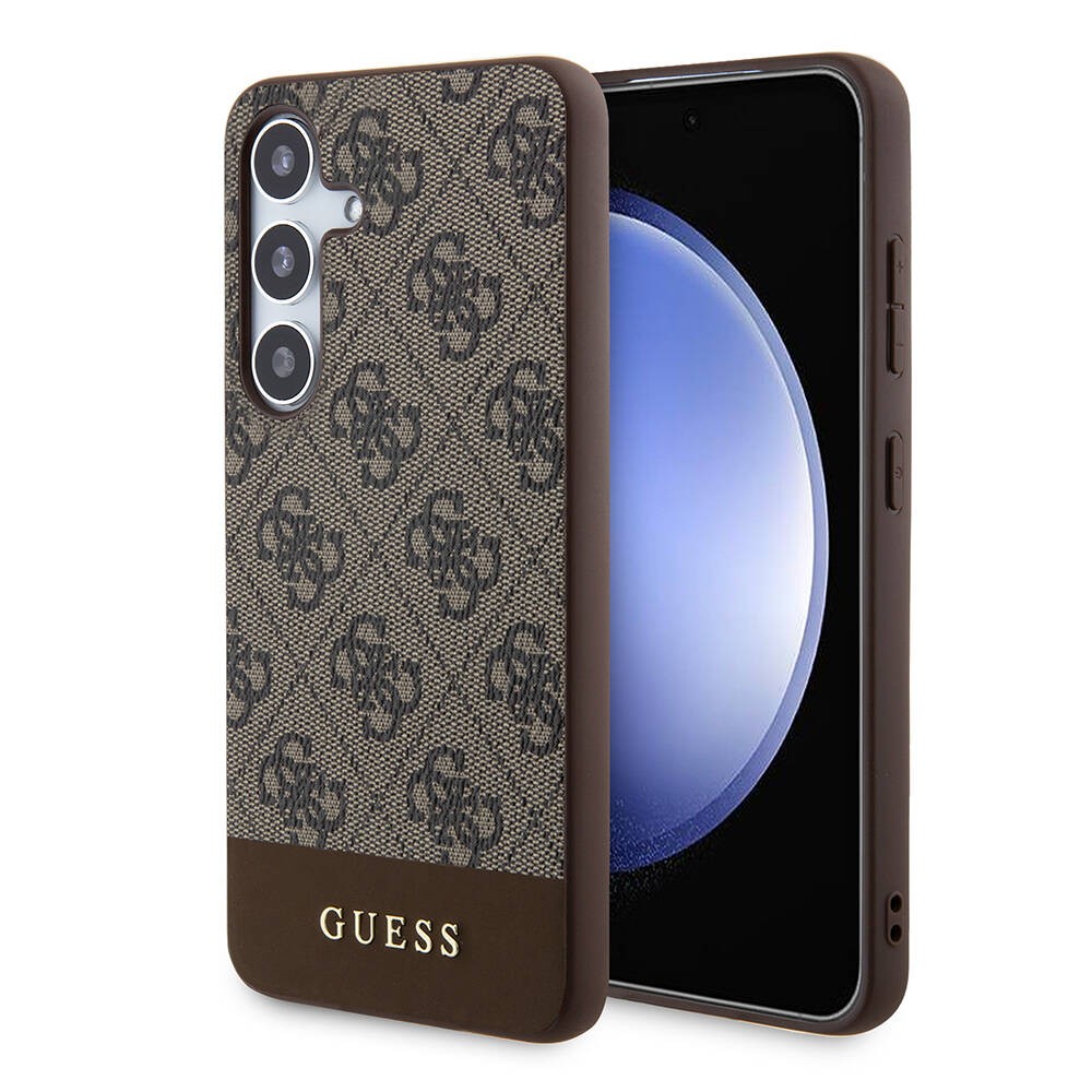 Galaxy S24 Kılıf Guess Orjinal Lisanslı PU Deri Şerit Logo Dizaynlı Kılıf