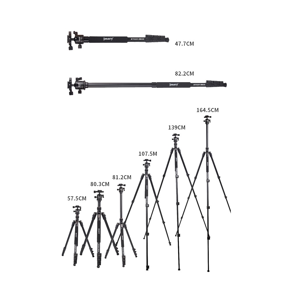 Jmary KT3255NB30 3 Kademeli 164.5cm Fonksiyonel Ayrılabilir Monopod Tasarım Başlıklı Tripod