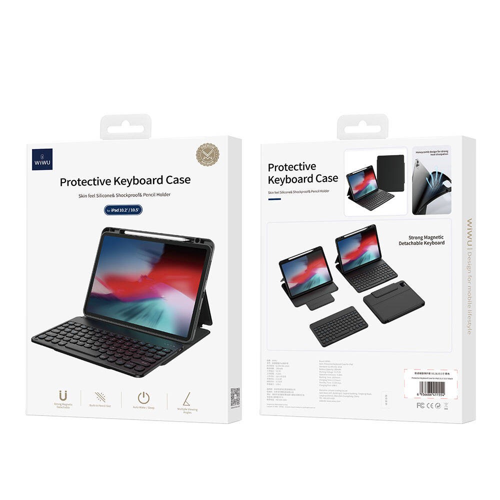 iPad Air 10.9 2020 (4.Nesil) Wiwu Protective Gizli Kalem Bölmeli Klavyeli Kılıf