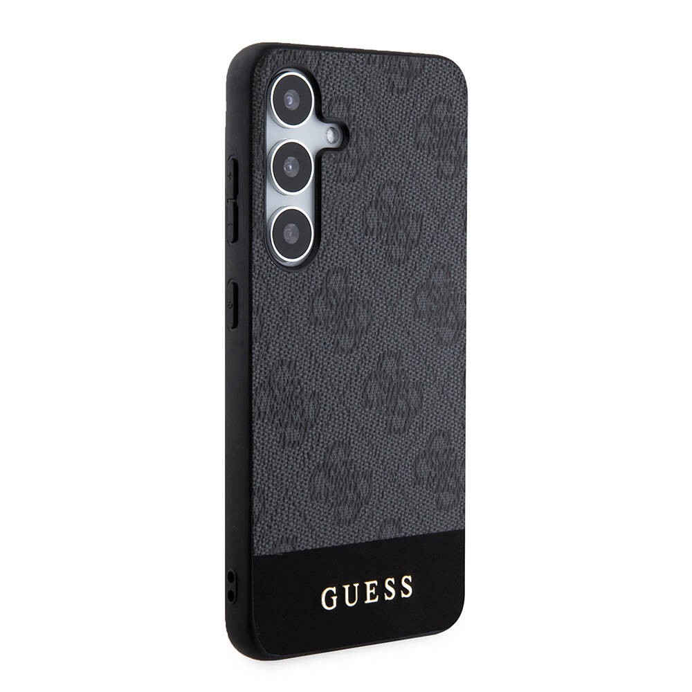 Galaxy S24 Kılıf Guess Orjinal Lisanslı PU Deri Şerit Logo Dizaynlı Kılıf