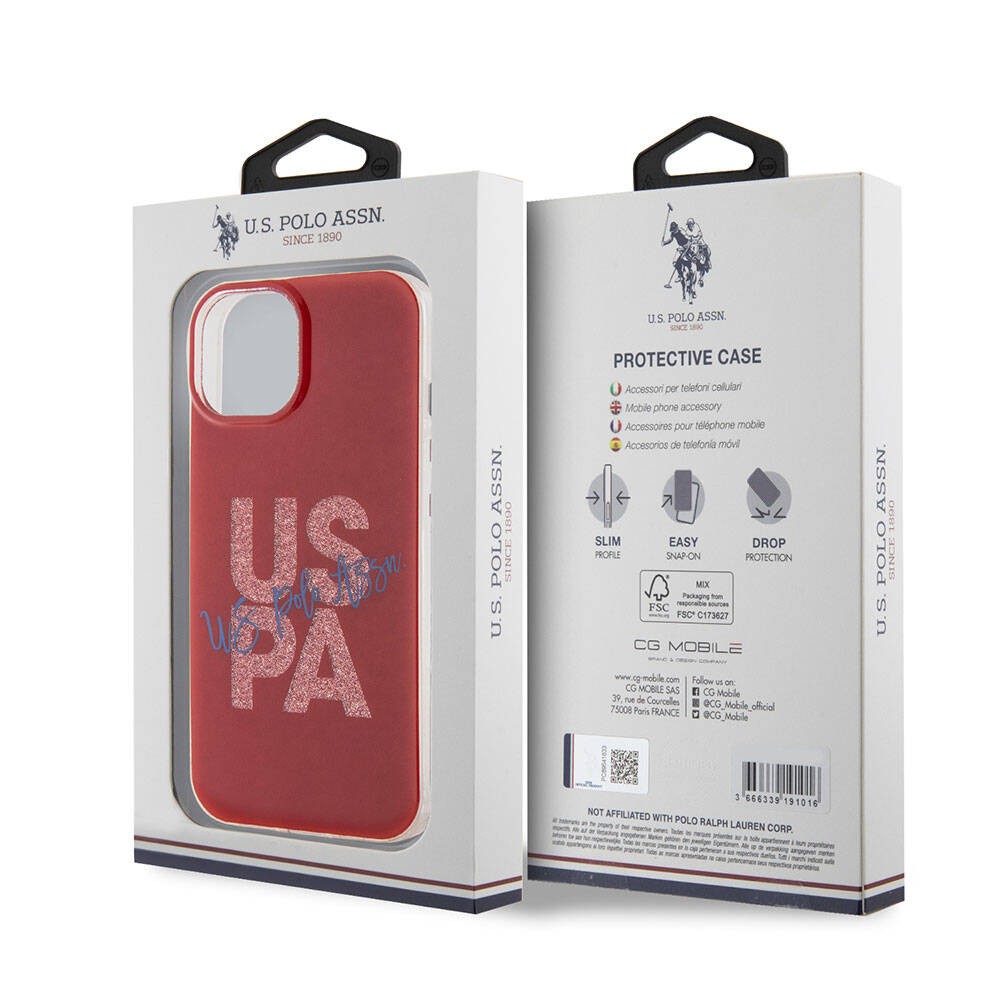 iPhone 15 Kılıf U.S. Polo Assn. Orjinal Lisanslı Simli Parlak Alfabe Tasarım Kılıf