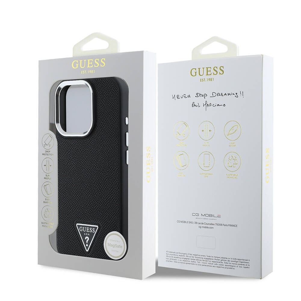 iPhone 16 Pro Kılıf Guess Orjinal Lisanslı Grained Triangle Kılıf