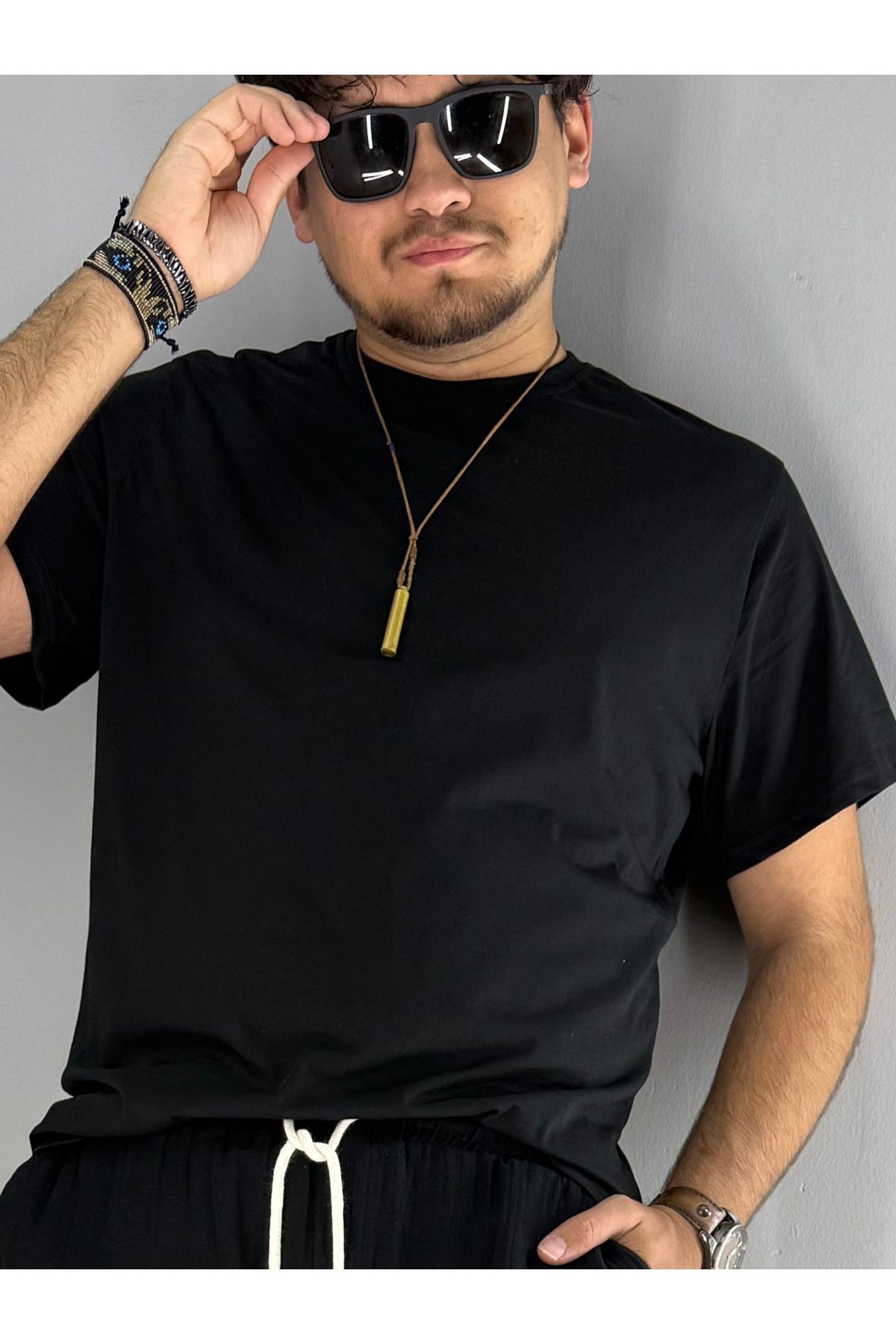 Basic Tunik Penye T-Shirt (Siyah)