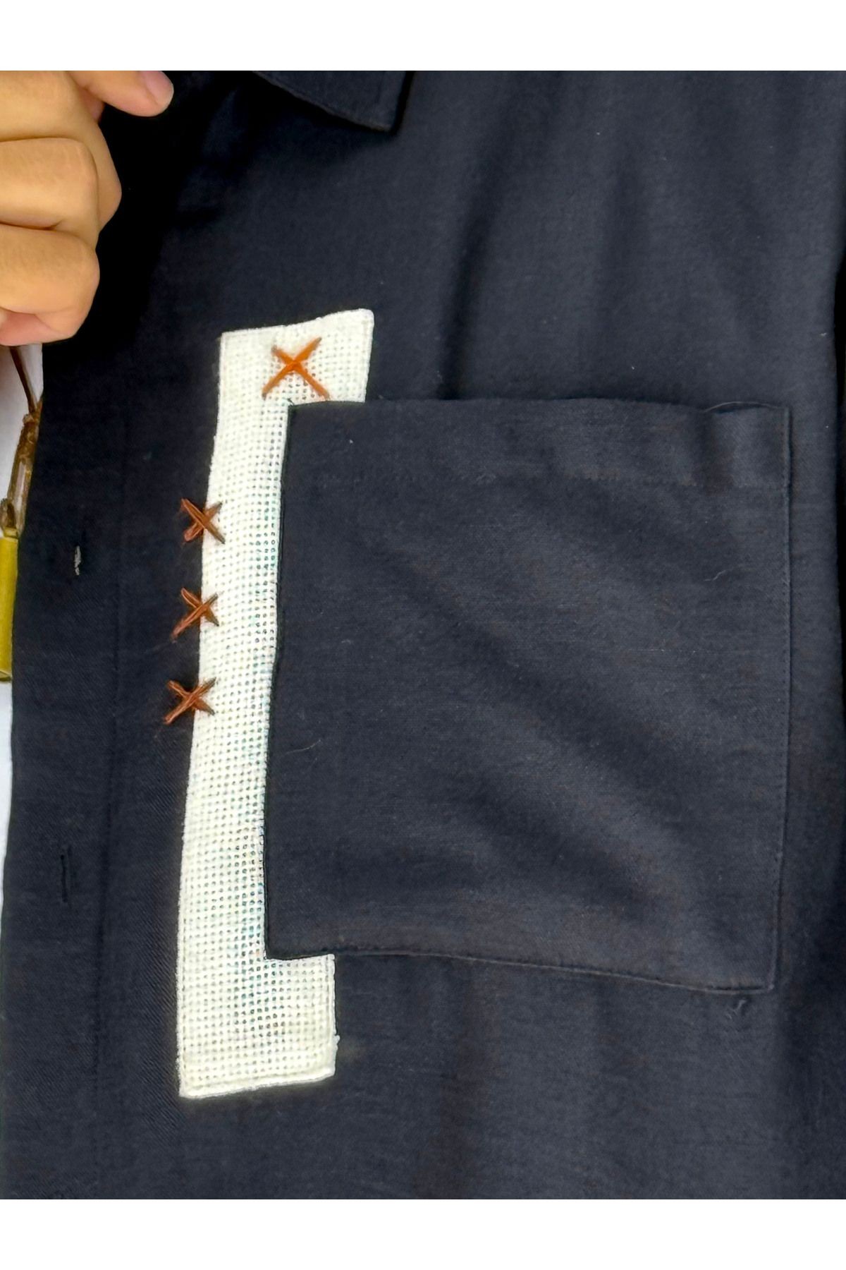 Pachwork Nakış Detaylı Oversize Gömlek(Siyah)