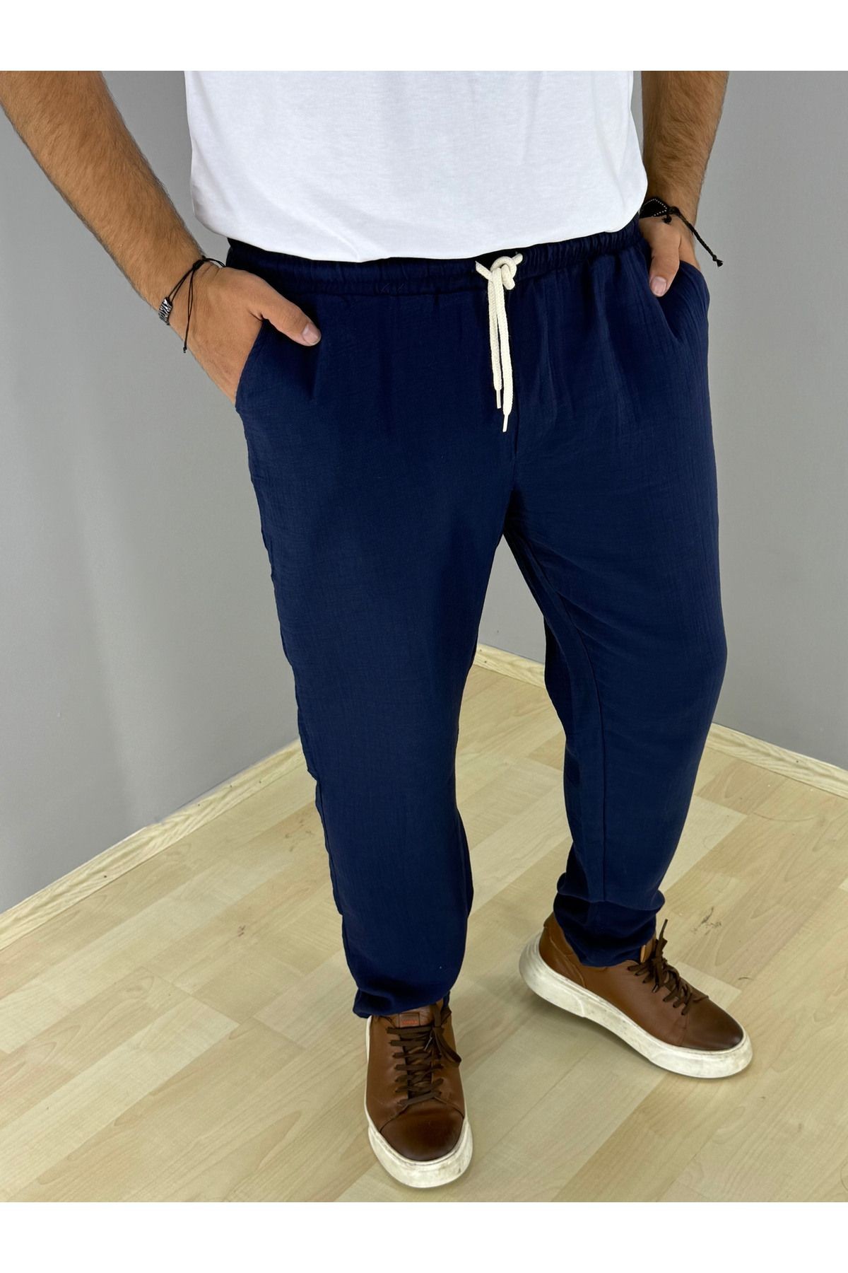 Müslin Pantolon (Lacivert)