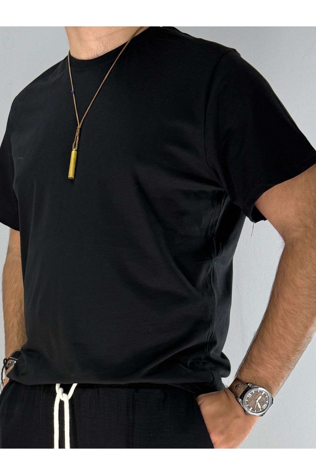 Basic Tunik Penye T-Shirt (Siyah)