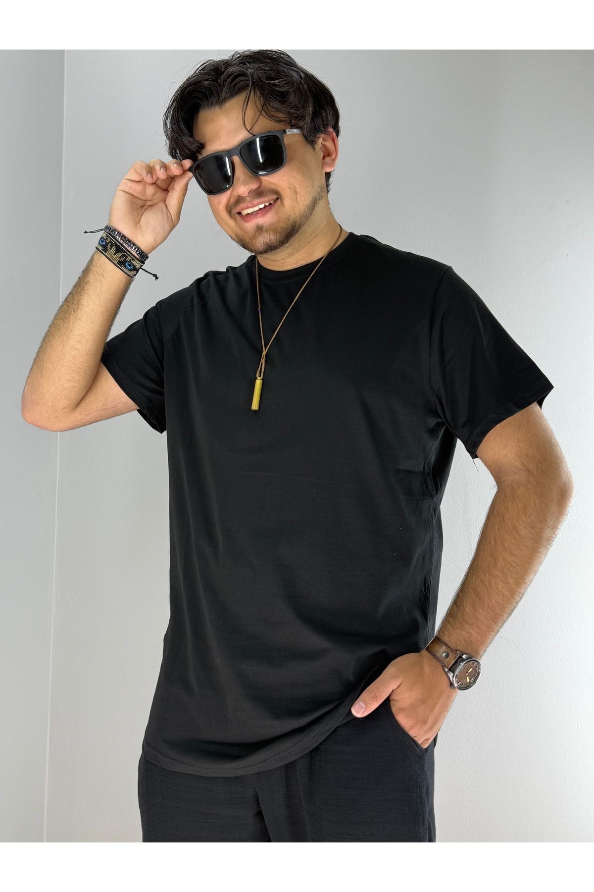 Basic Tunik Penye T-Shirt (Siyah)
