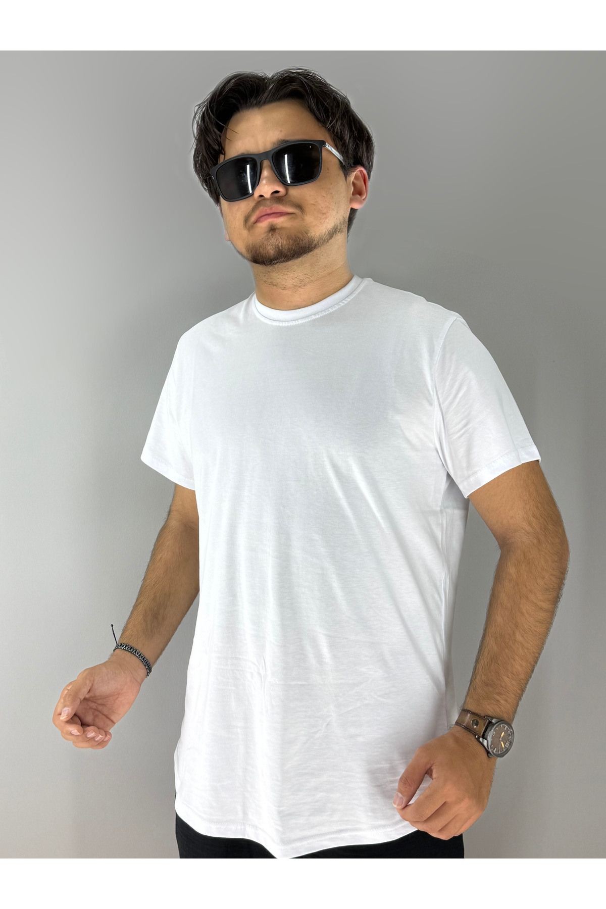 Basic Tunik Penye T-Shirt (Beyaz)