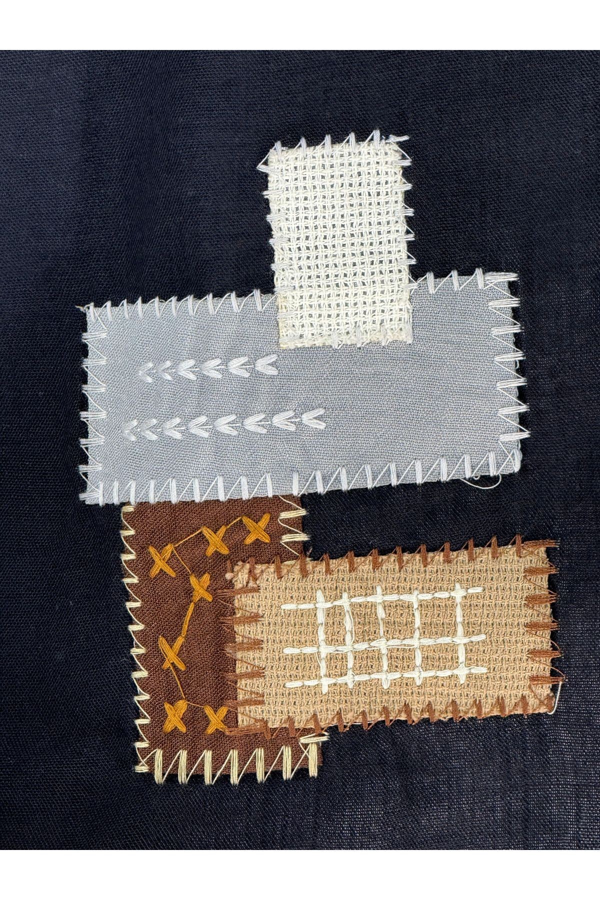 Pachwork Nakış Detaylı Oversize Gömlek(Siyah)