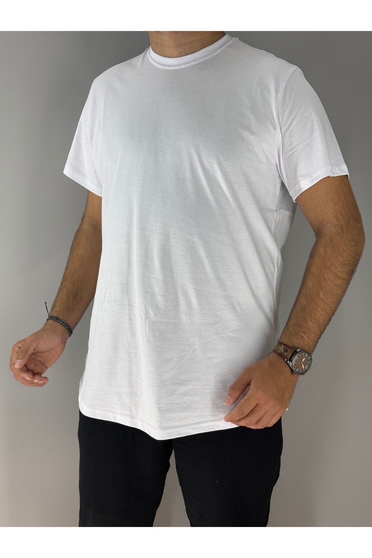 Basic Tunik Penye T-Shirt (Beyaz)