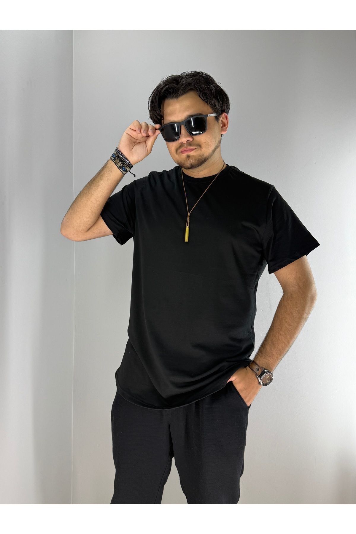 Basic Tunik Penye T-Shirt (Siyah)
