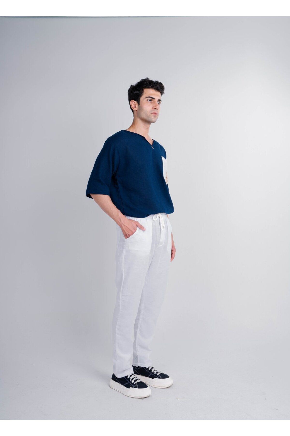 Müslin kumaş oversize rahat kesim pantolon