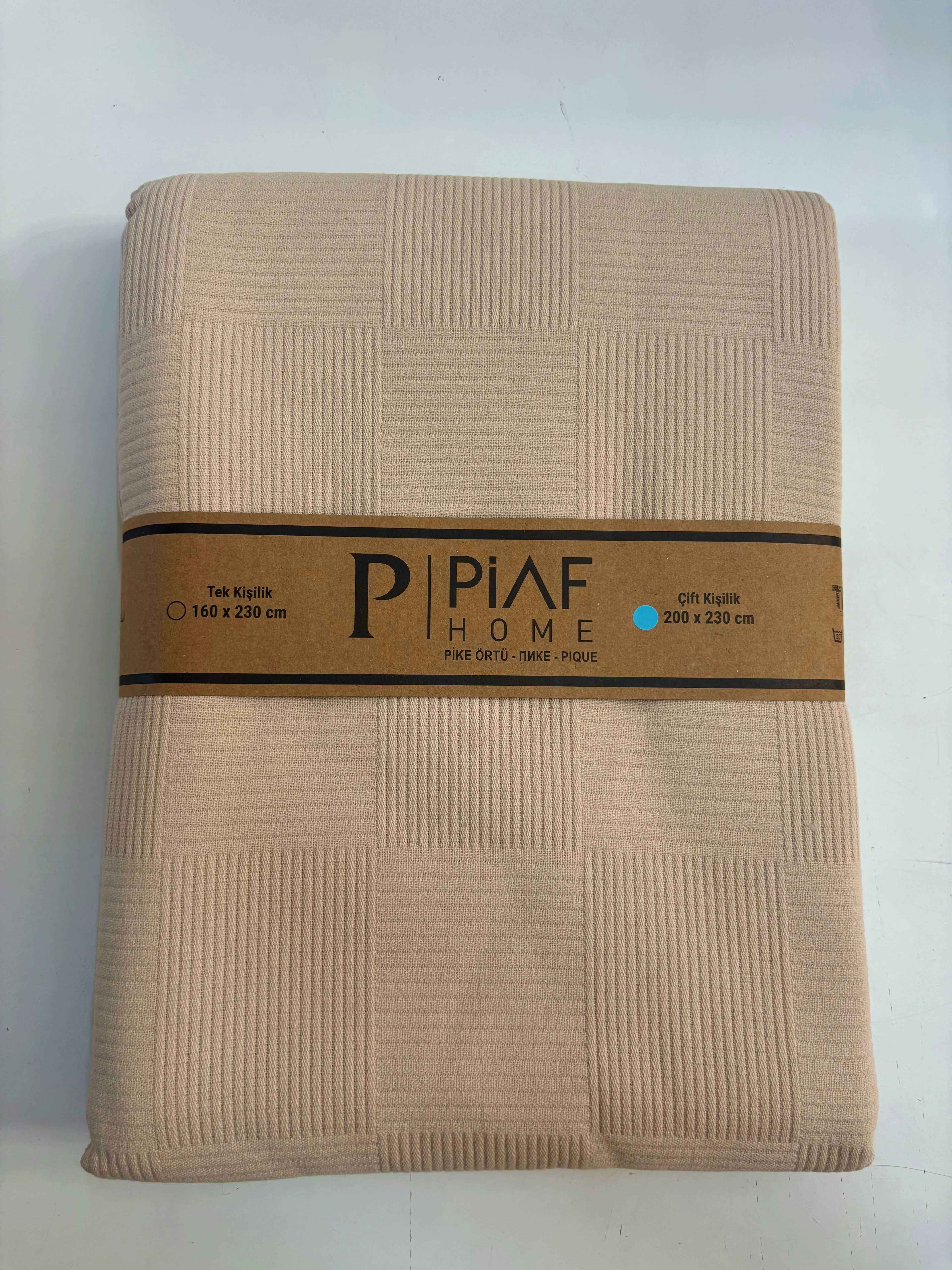 Piaf Home - Pike Örtü Çift Kişilik Sütlü Kahve