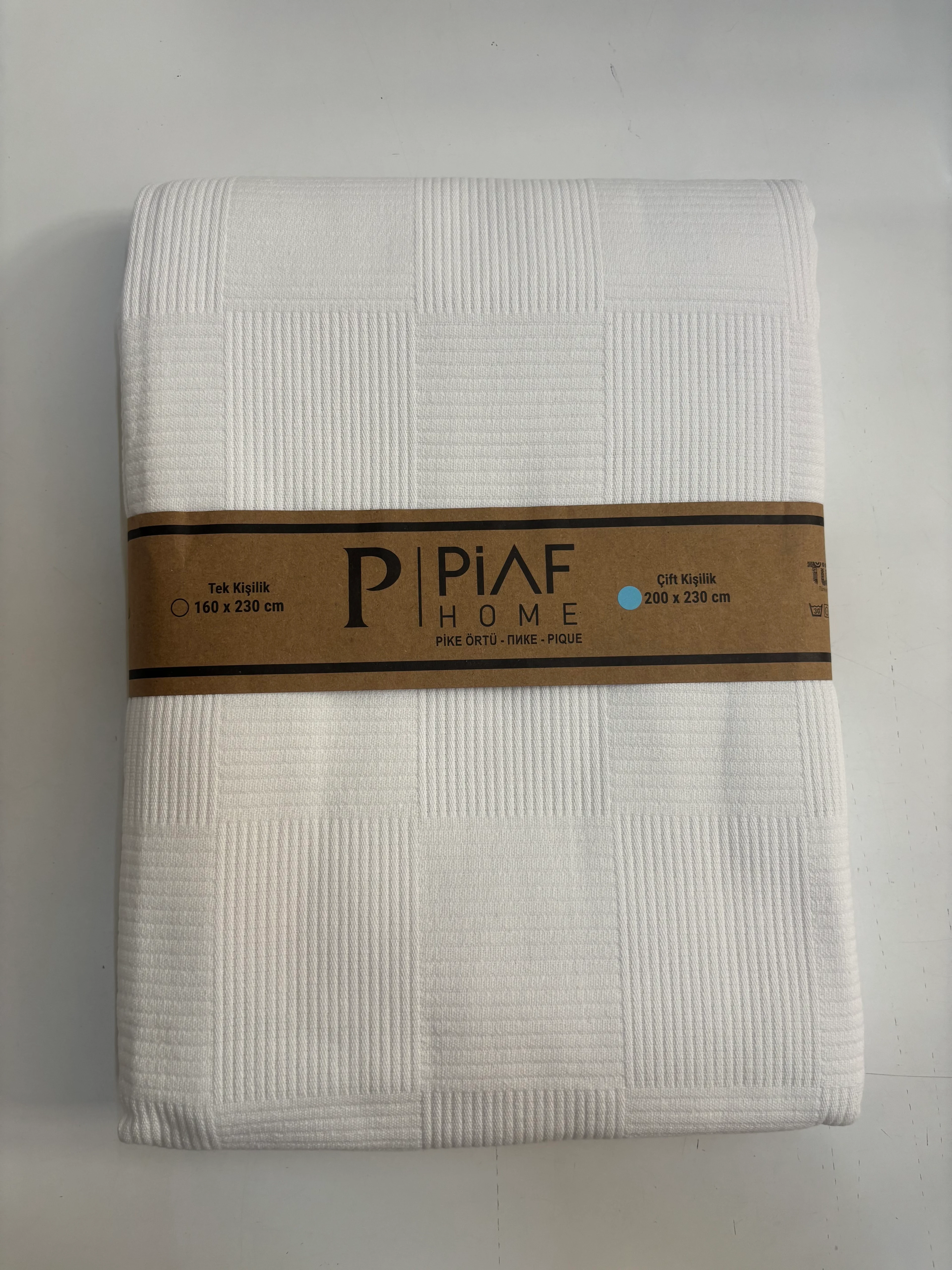 Piaf Home - Pike Örtü Çift Kişilik Beyaz 