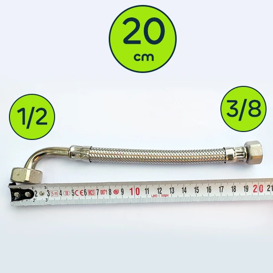 Serel Gömme Rezervuar Doldurma Grubu Bağlantı Fleksi Dirsekli 1/2 - 3/8 , 20cm