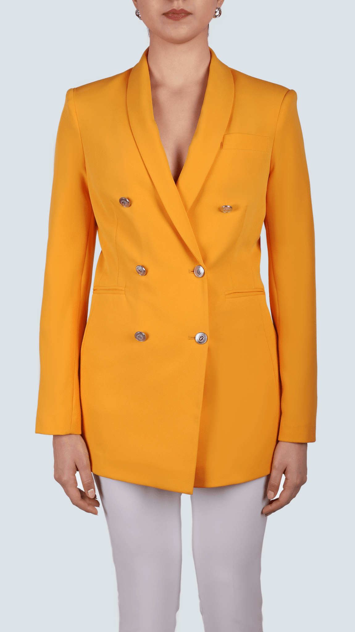 Mango Renk Şal Yaka Kruvaze Blazer Ceket