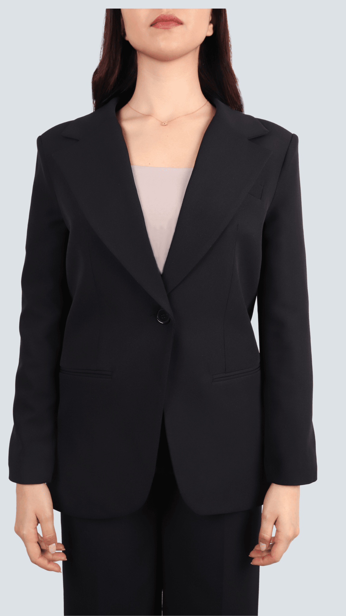 Oversize Tek Düğmeli Blazer -  Palazzo Pantolon Takım Elbise