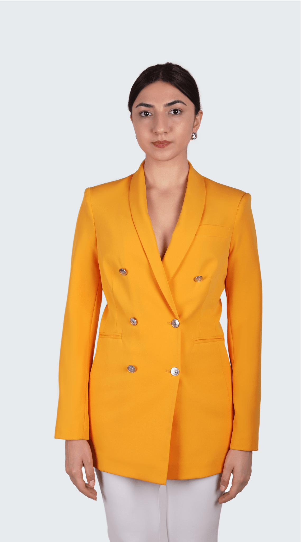 Mango Renk Şal Yaka Kruvaze Blazer Ceket