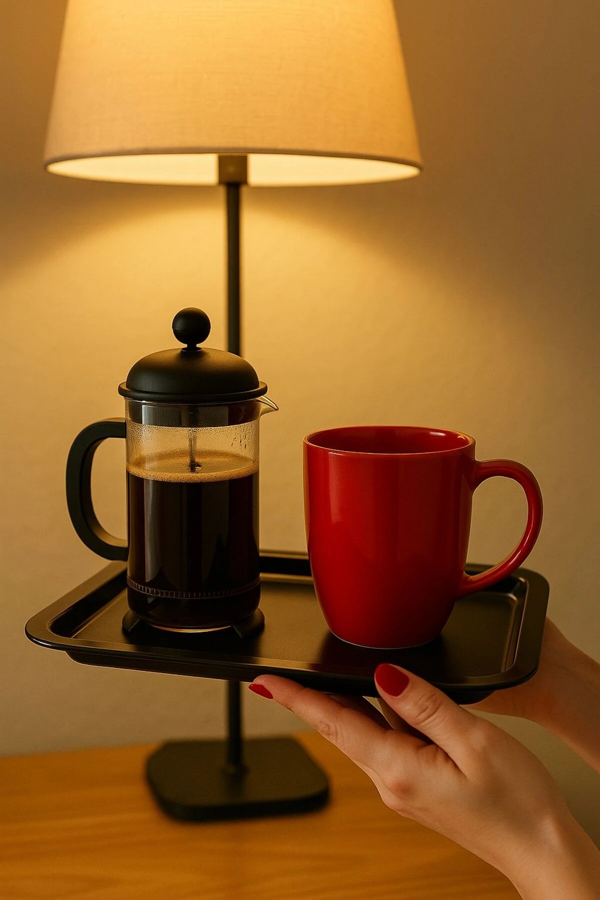 6'Lı Renkli Kırılmaz Plastik Kare Düz Kahve & Çay & Tatlı Sunum Tepsisi