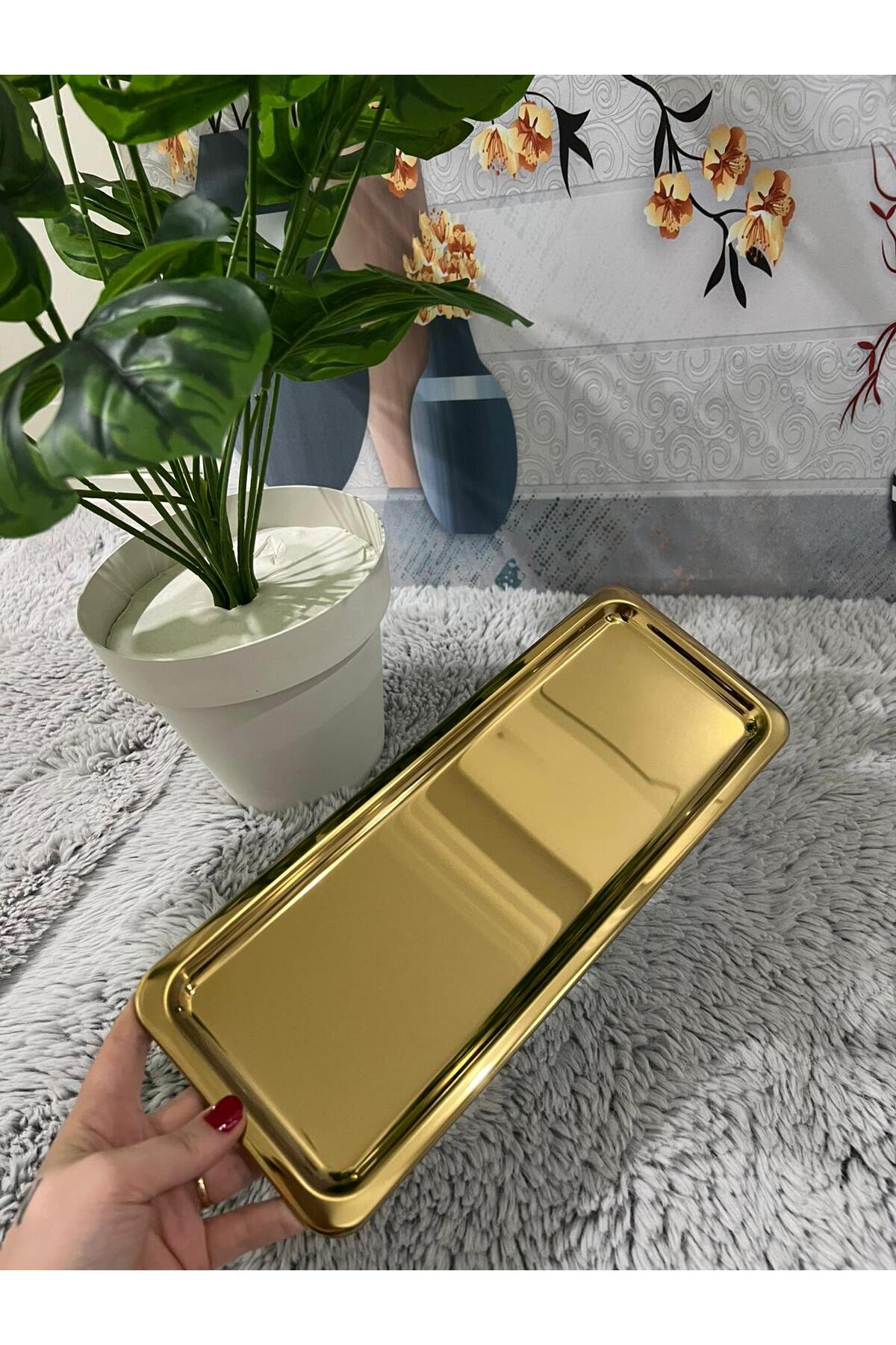 Lüx Paslanmaz Çelik Baton Servis ,Çay ,Kahve ,İkramlık Ve Sunum Tepsisi