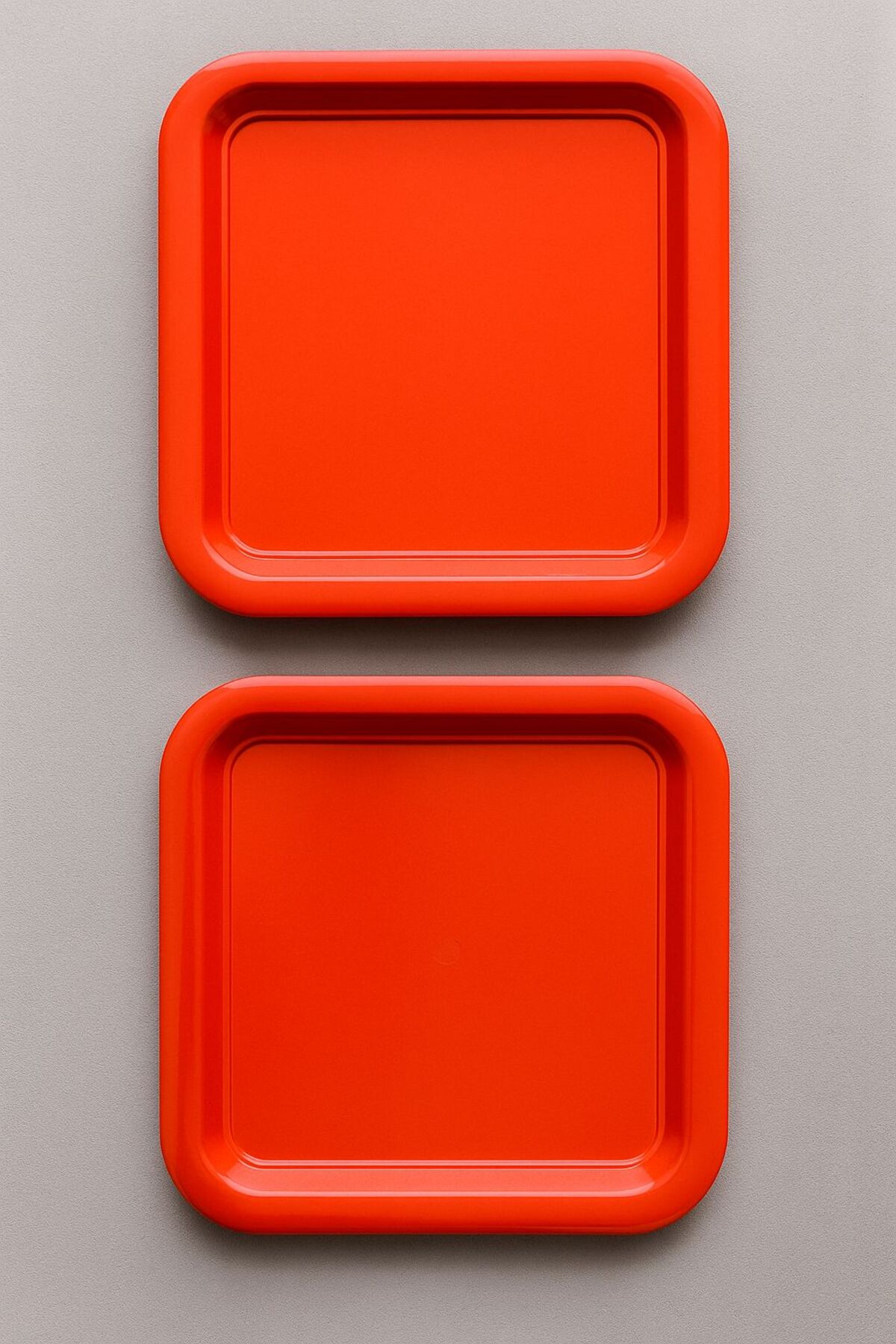 2'Li Renkli Kırılmaz Plastik Kare Düz Kahve & Çay & Tatlı Sunum Tepsisi