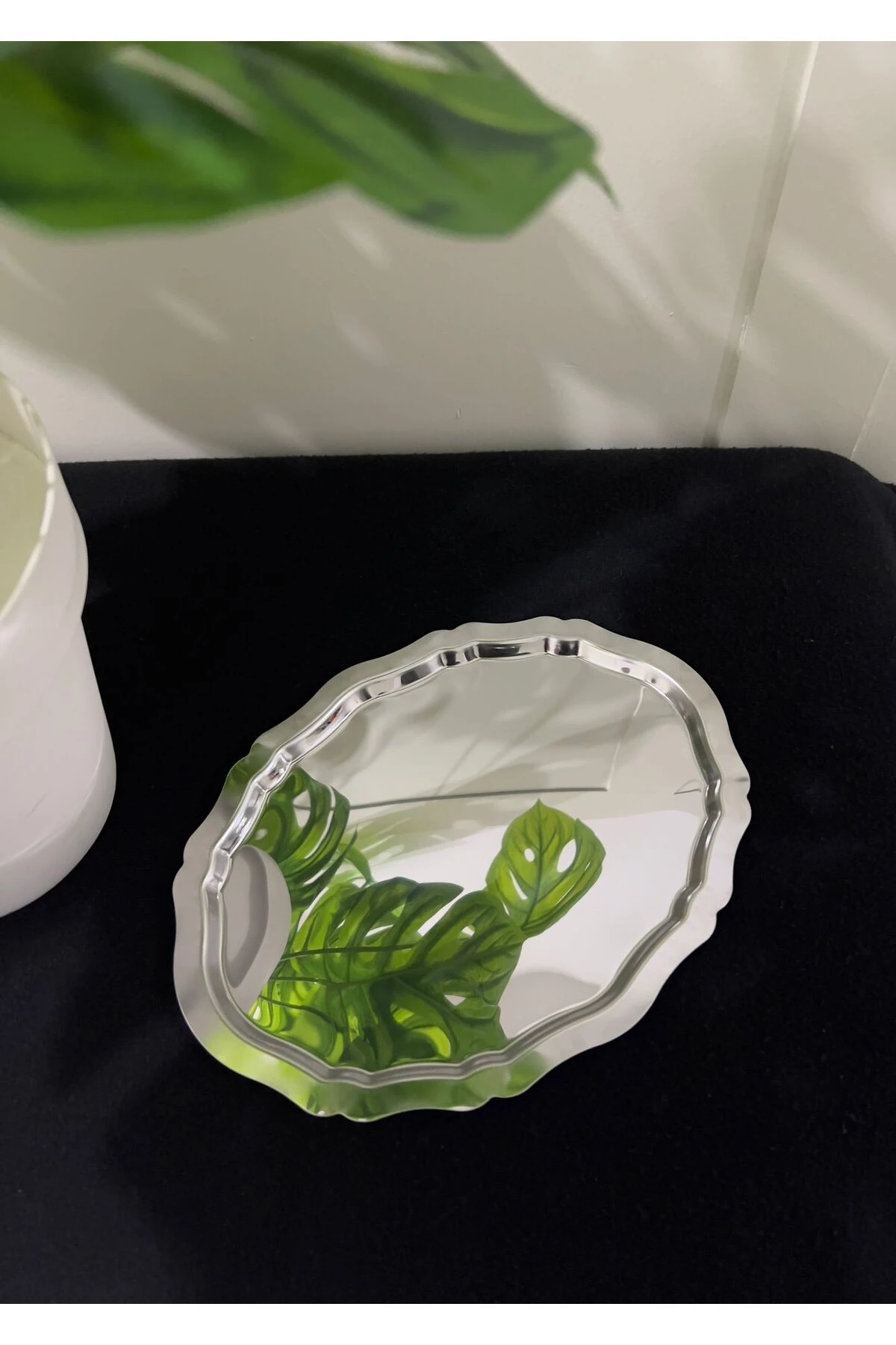 6'Lı Çelik Oval Tepsi Dalgalı Model Kahve Sunum Tepsisi & İkramlık