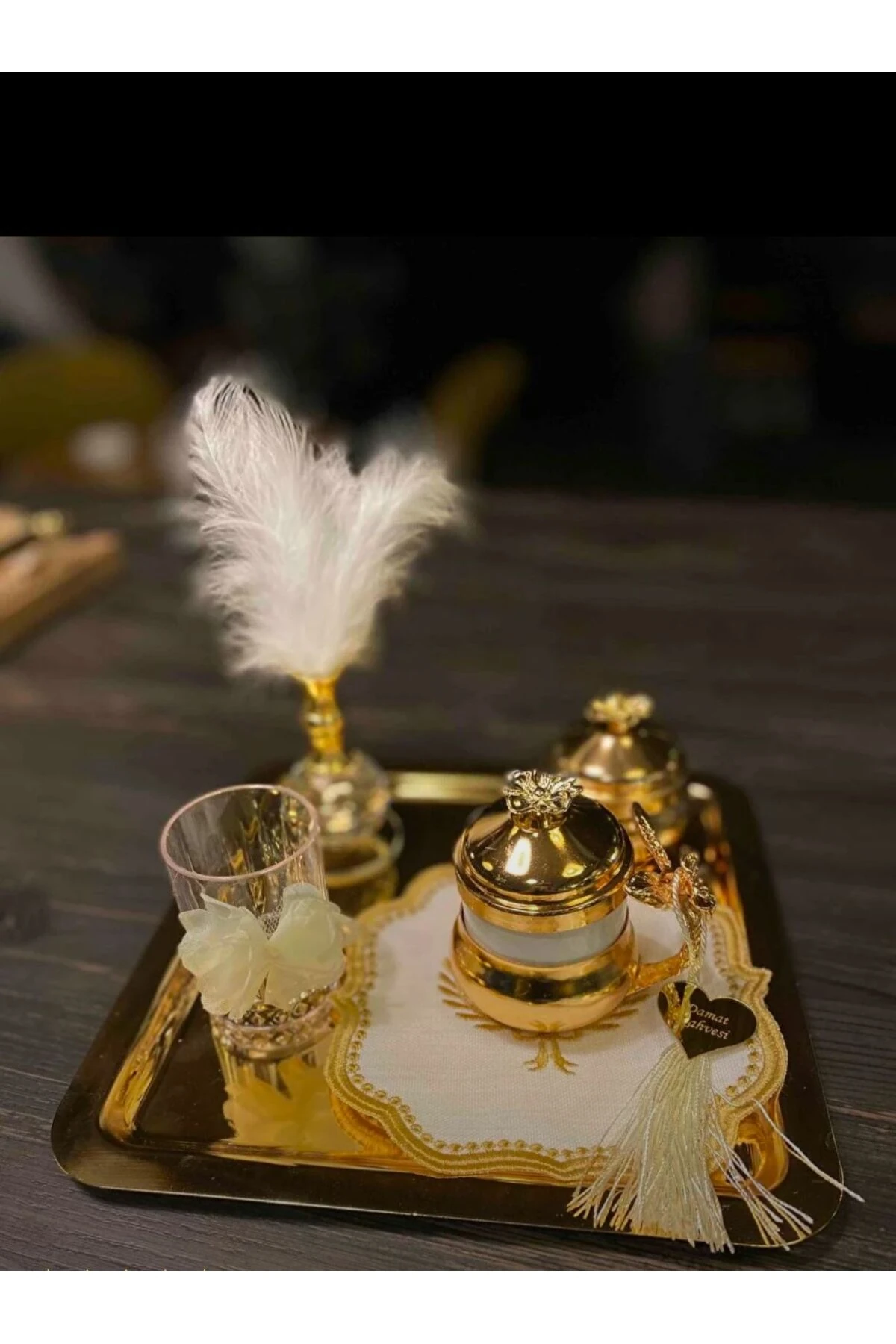 Gold Tek Taraflı Düz Kare Sunum Tepsisi