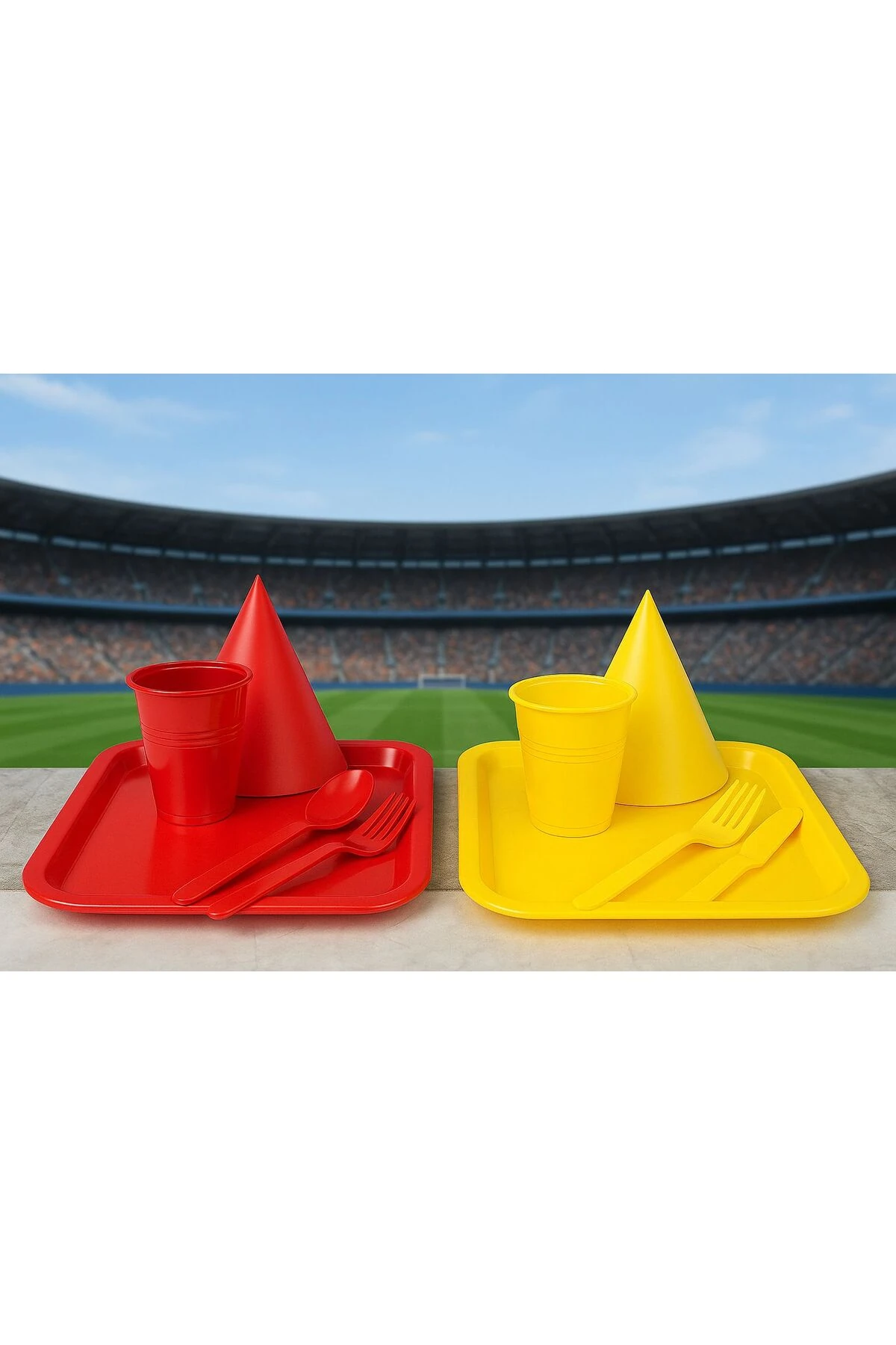 2'Li Taraftar Plastik Tabak Sunum Tepsisi Galatasaray