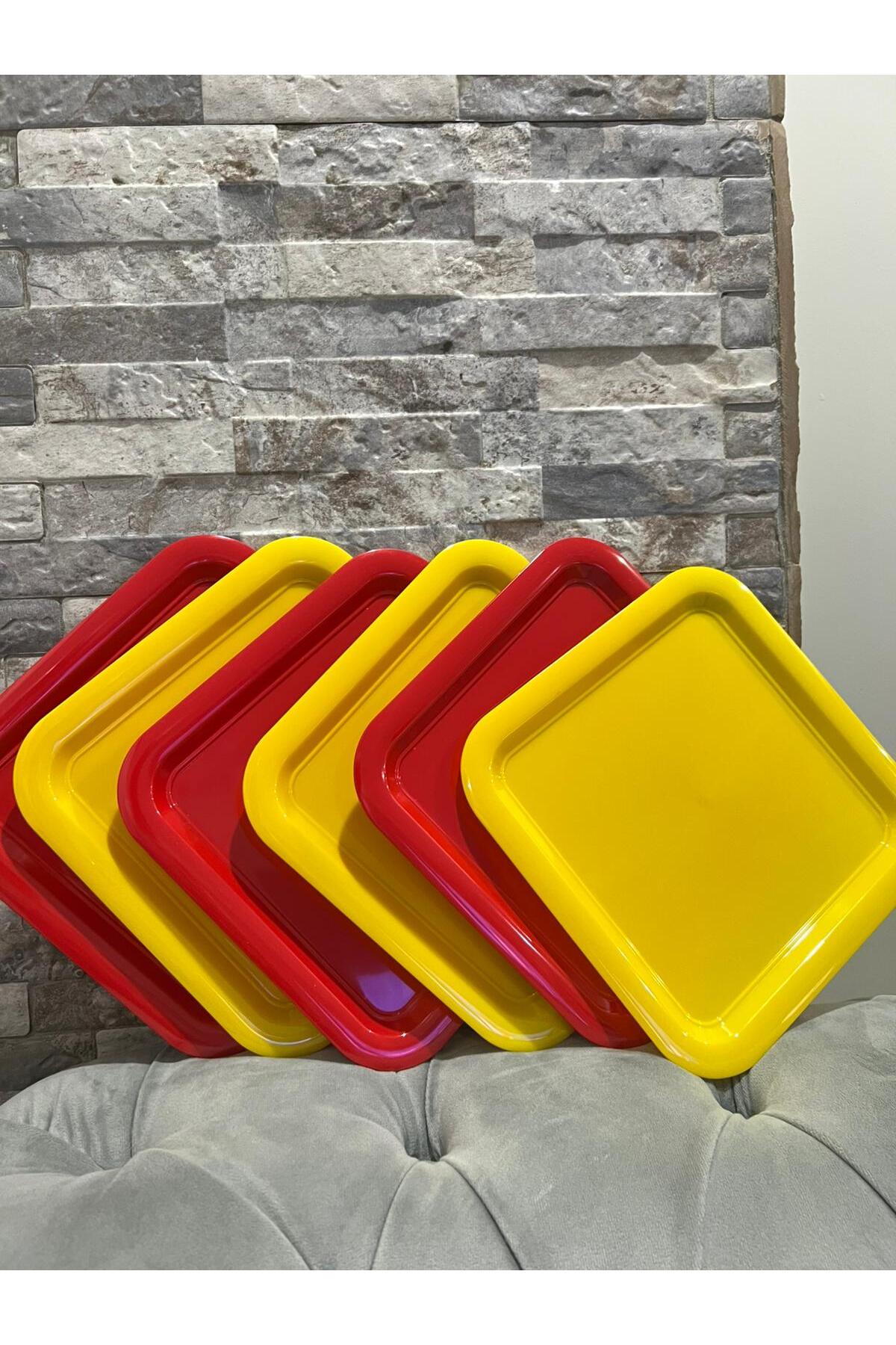 6'Lı Set Taraftar Plastik Tabak Sunum Tepsisi Galatasaray