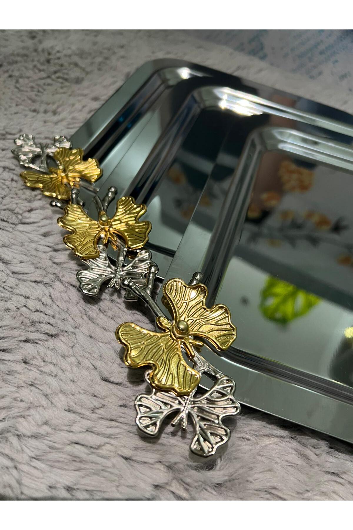 Paslanmaz Çelik Kare Model Hobistan Kelebek Aksesuarlı Lüx Sunumluk