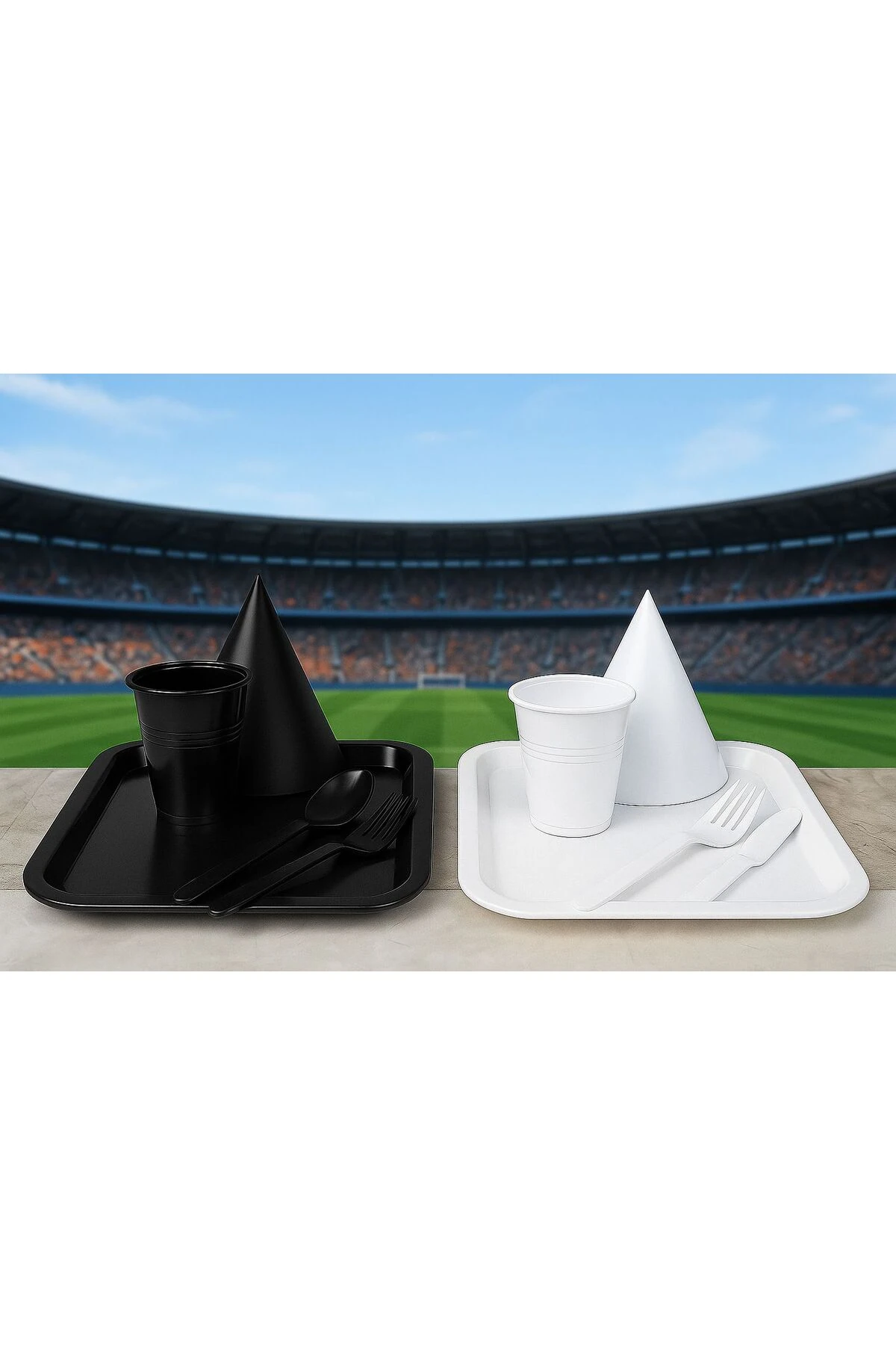 2'Li Taraftar Plastik Tabak Sunum Tepsisi Beşiktaş