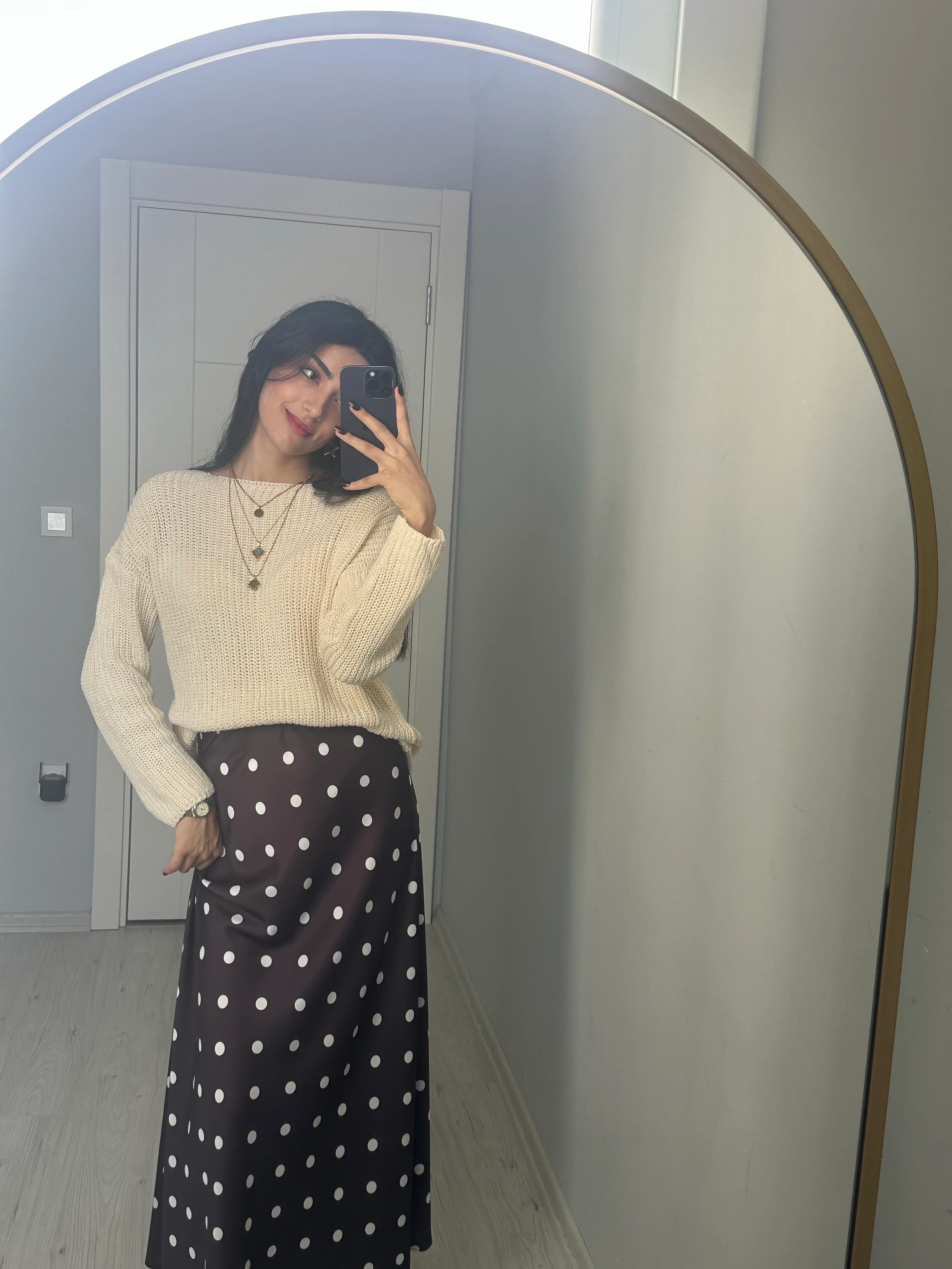 Triko örme kazak krem