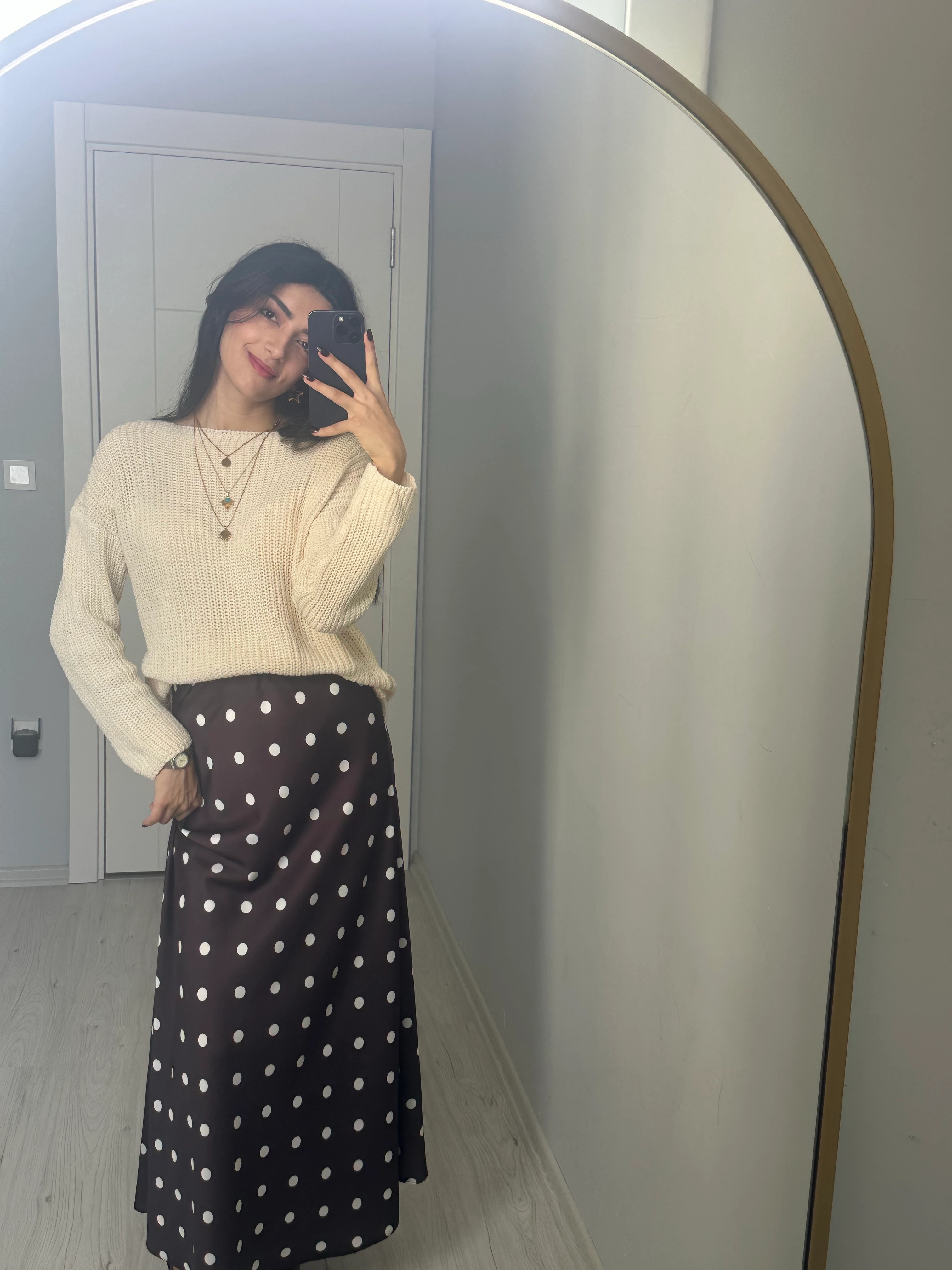 Triko örme kazak krem