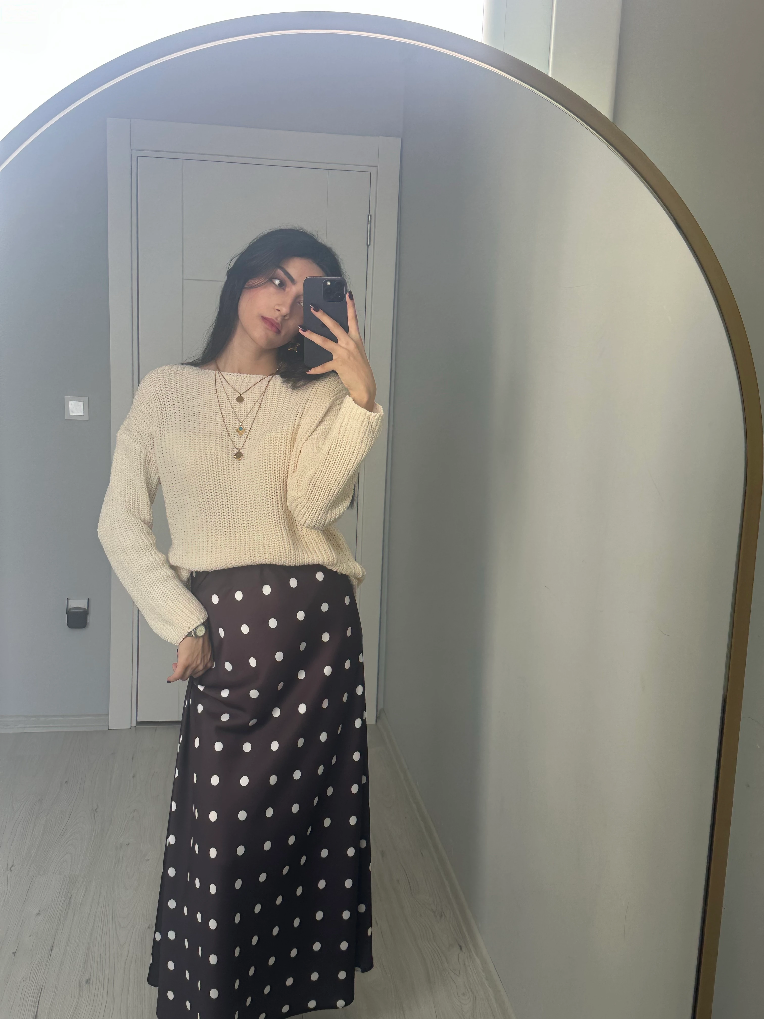 Triko örme kazak krem