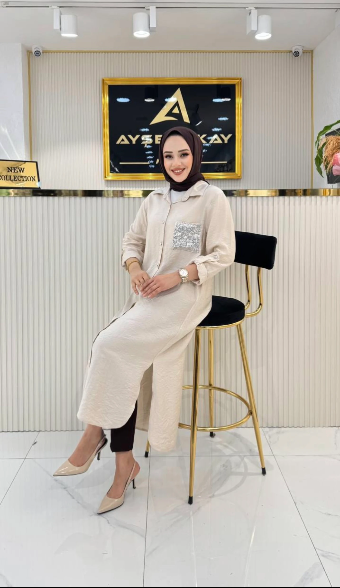 Ayşe Akay tunik krem