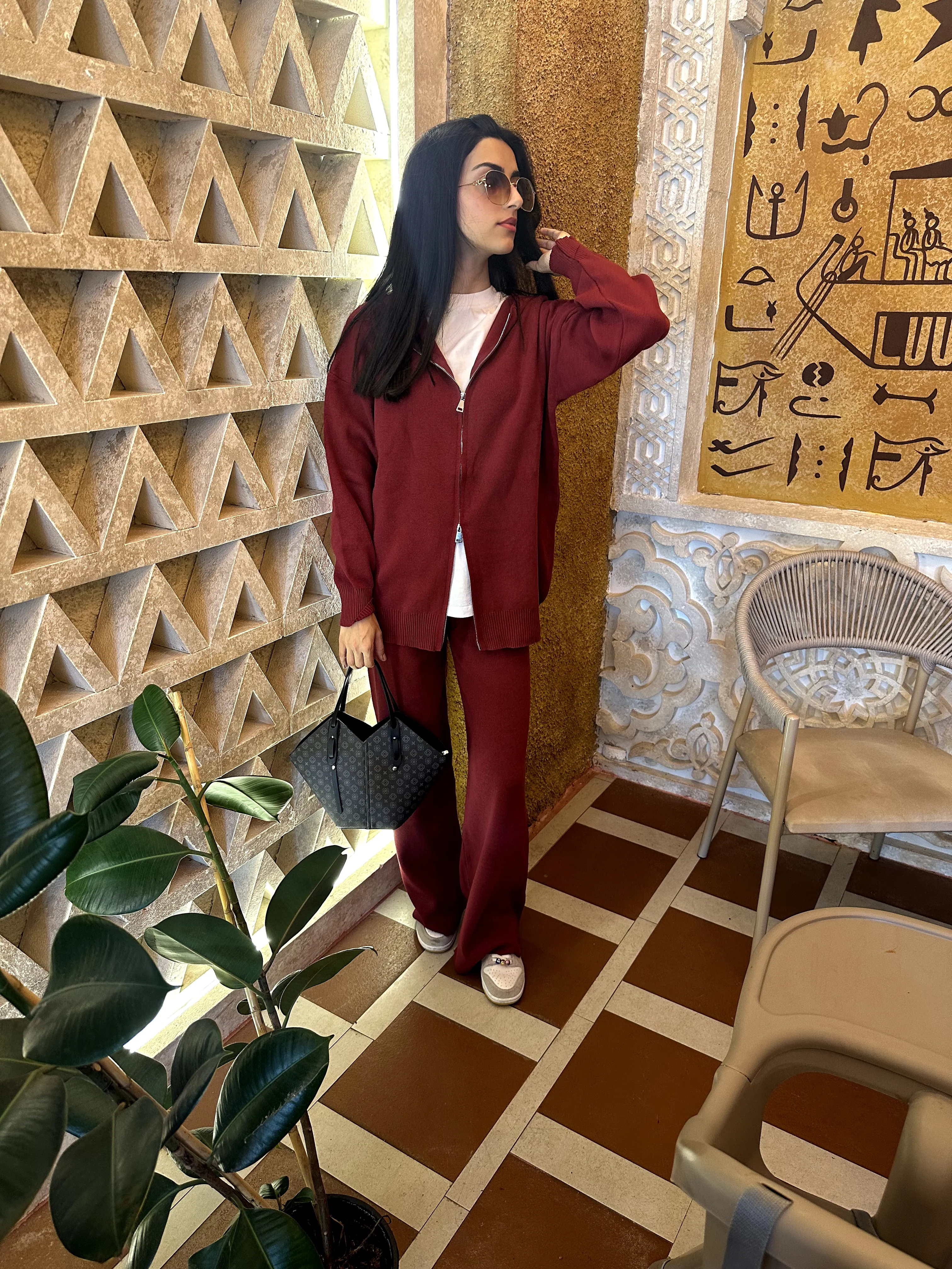 Krn Çelik Örme Triko Takım Bordo