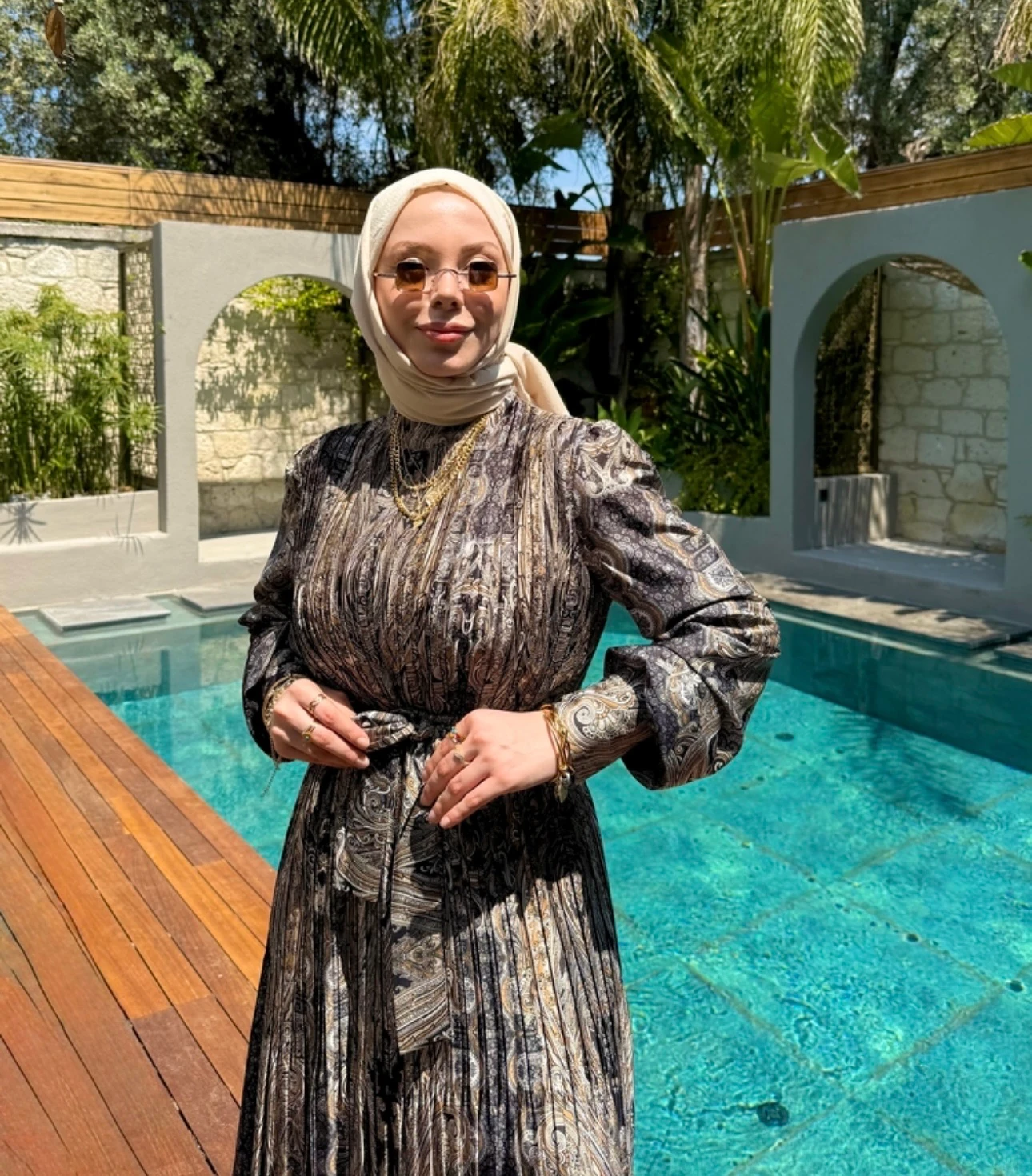 Nk Pliseli Elbise İpek Saten Astarlı