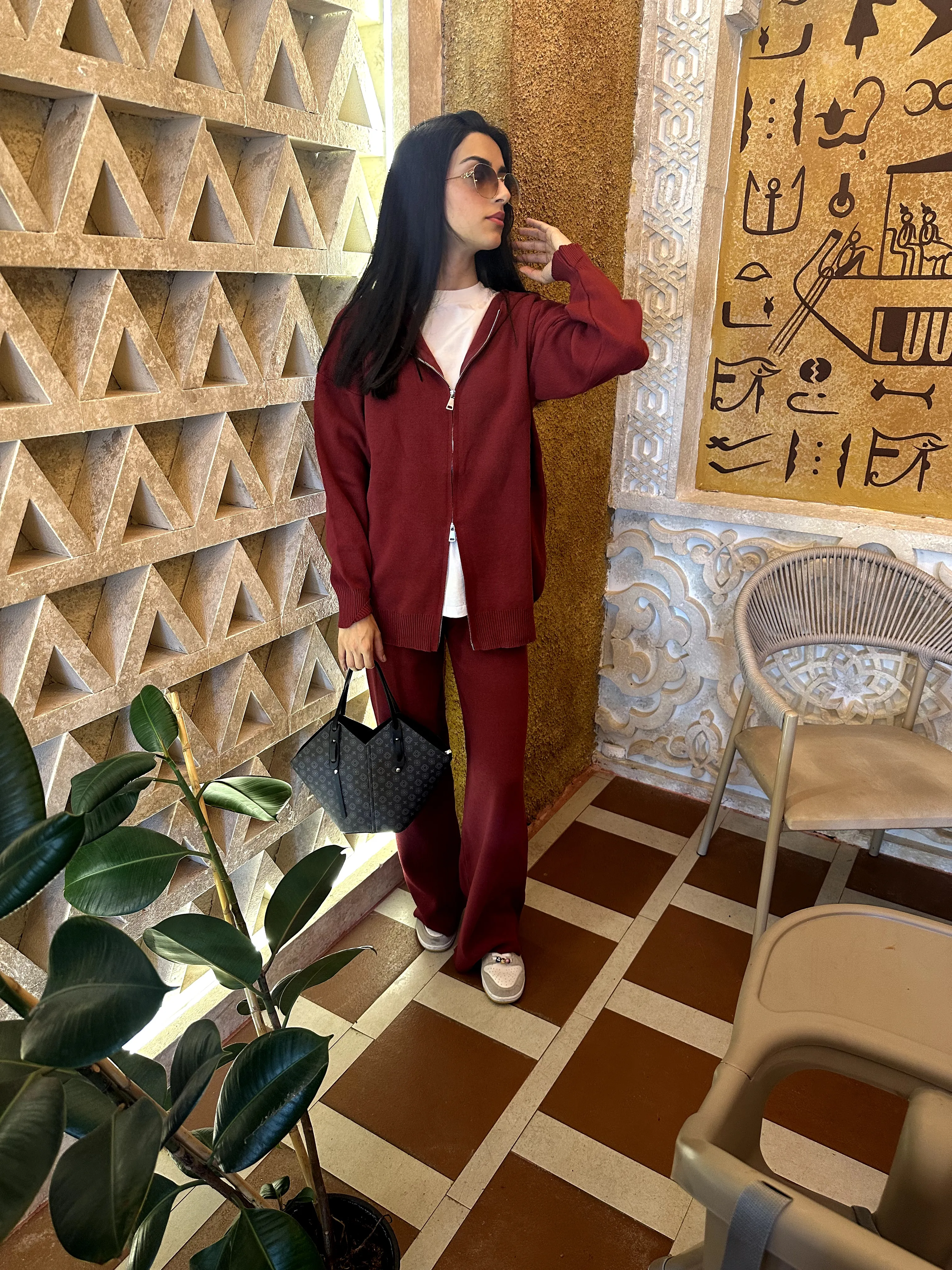 Krn Çelik Örme Triko Takım Bordo