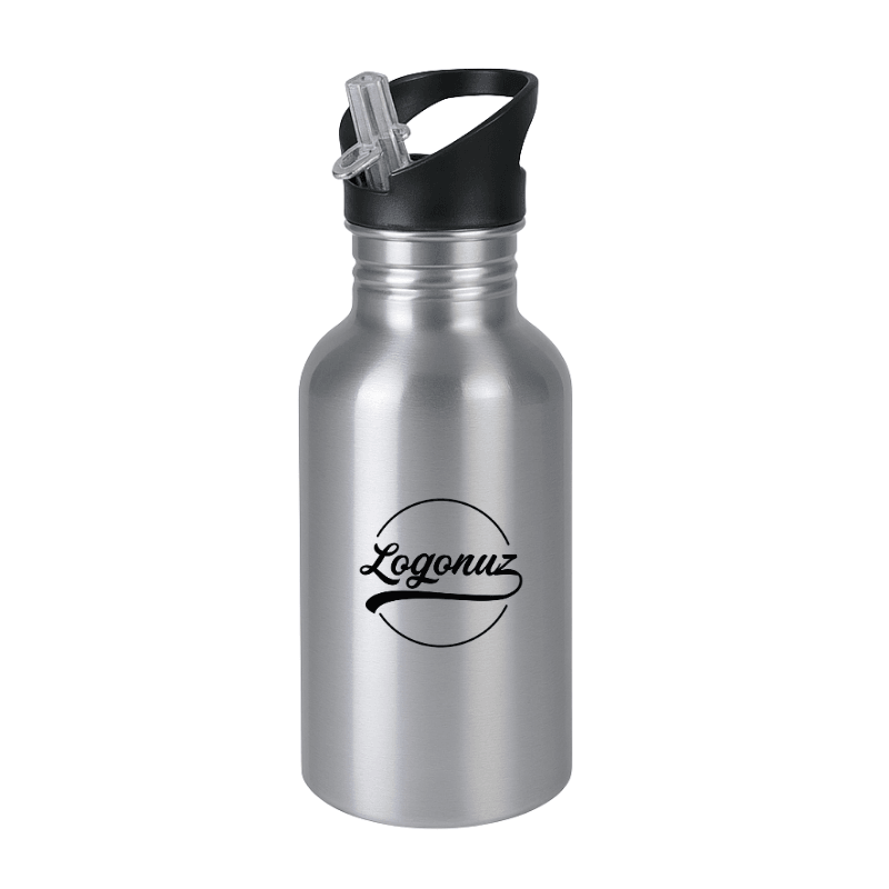 Logolu Kopçalı Pipetli Matara 600 ml